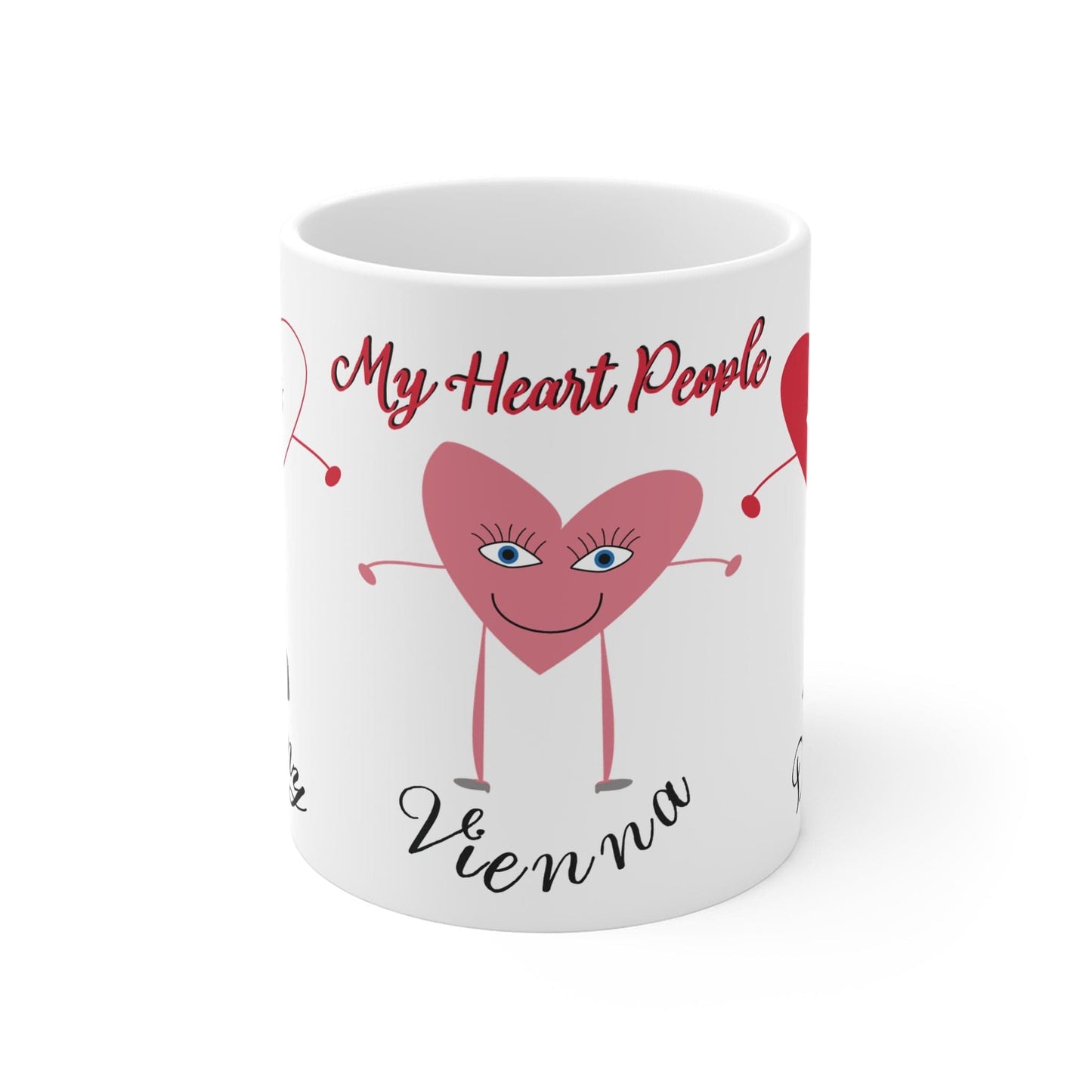 Printify Mug 11oz Personalised Heart 3 People Mug