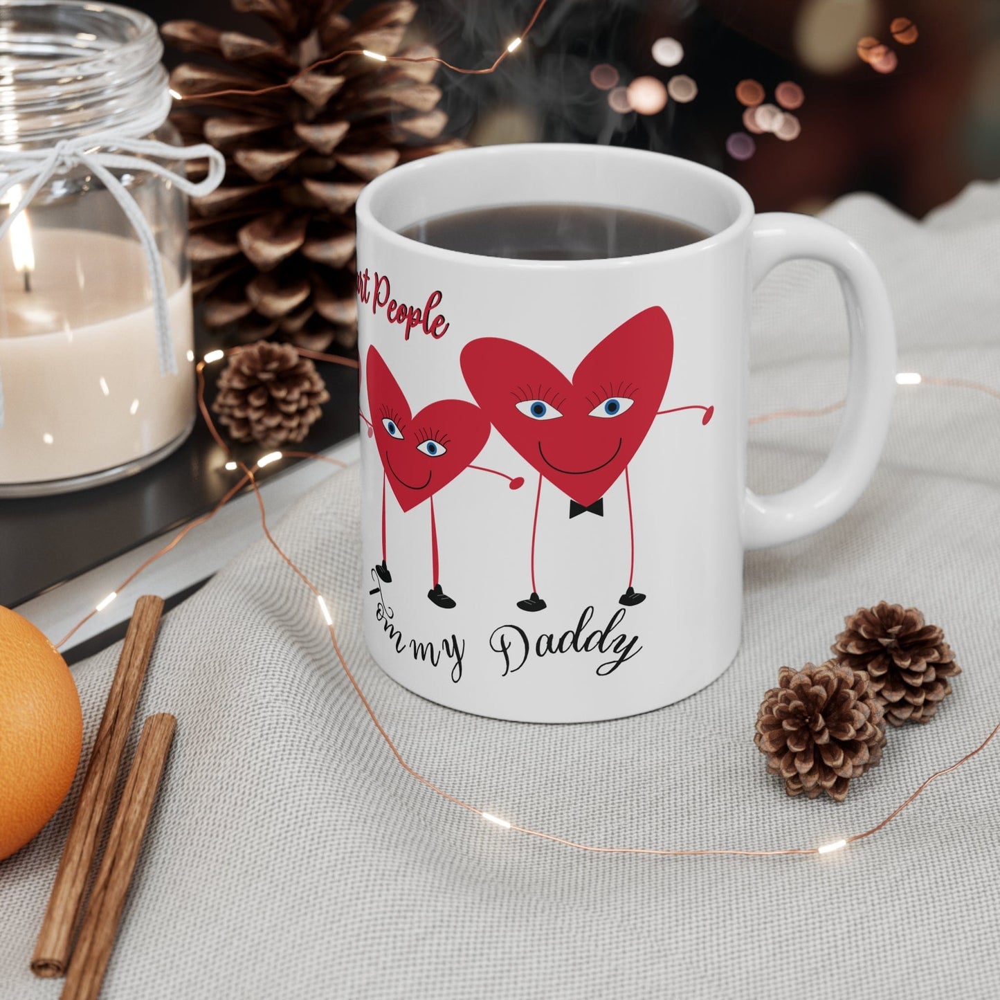 Printify Mug 11oz Personalised Heart 4 People Mug
