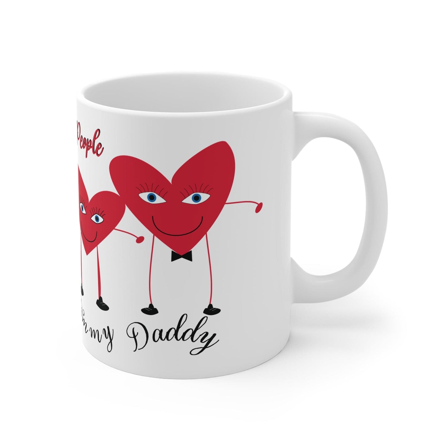 Printify Mug 11oz Personalised Heart 4 People Mug