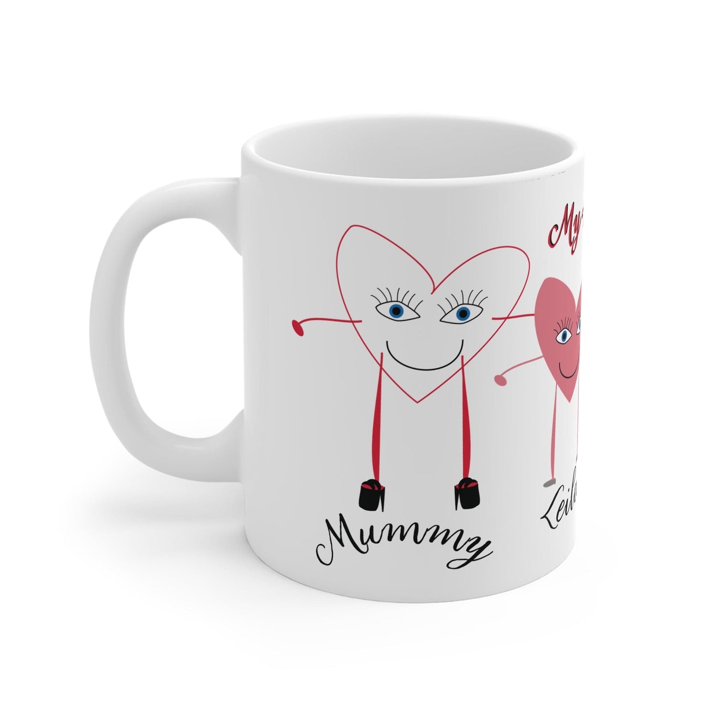 Printify Mug 11oz Personalised Heart 4 People Mug