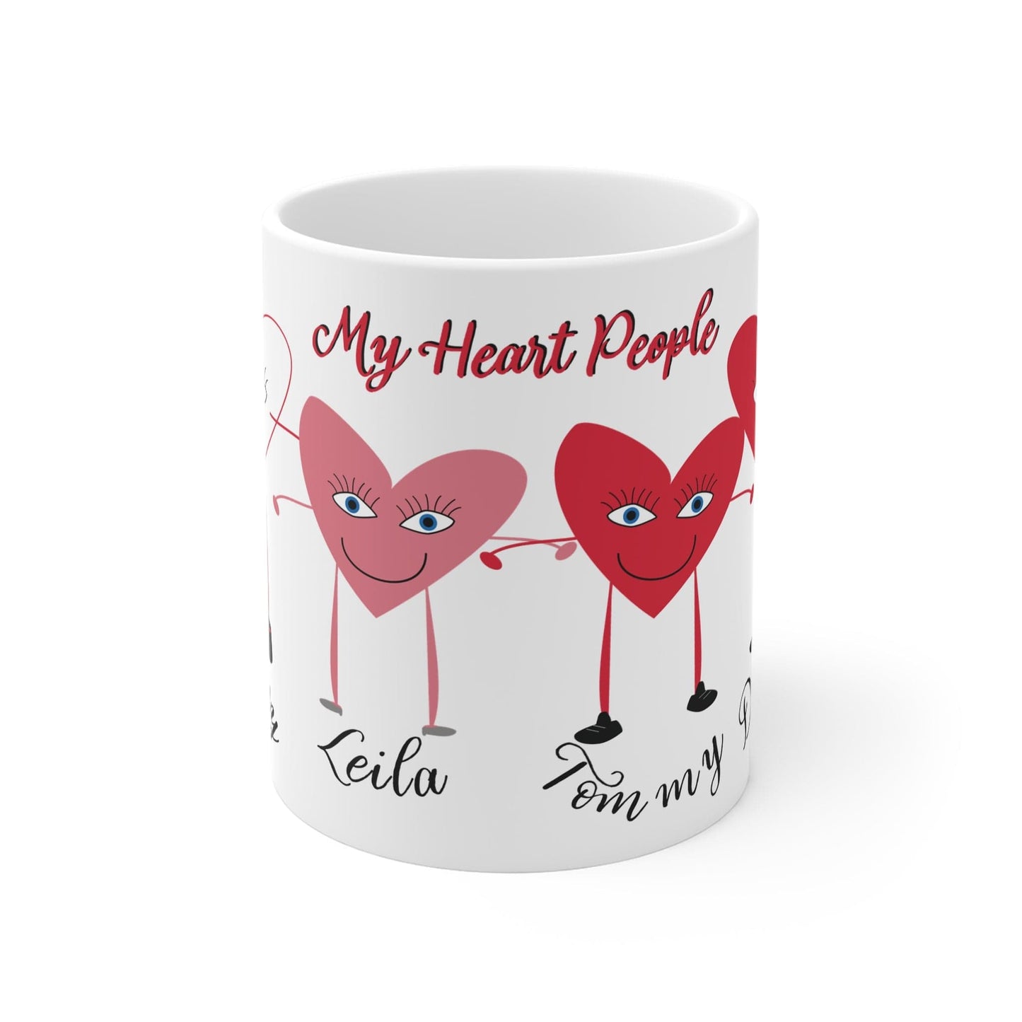 Printify Mug 11oz Personalised Heart 4 People Mug