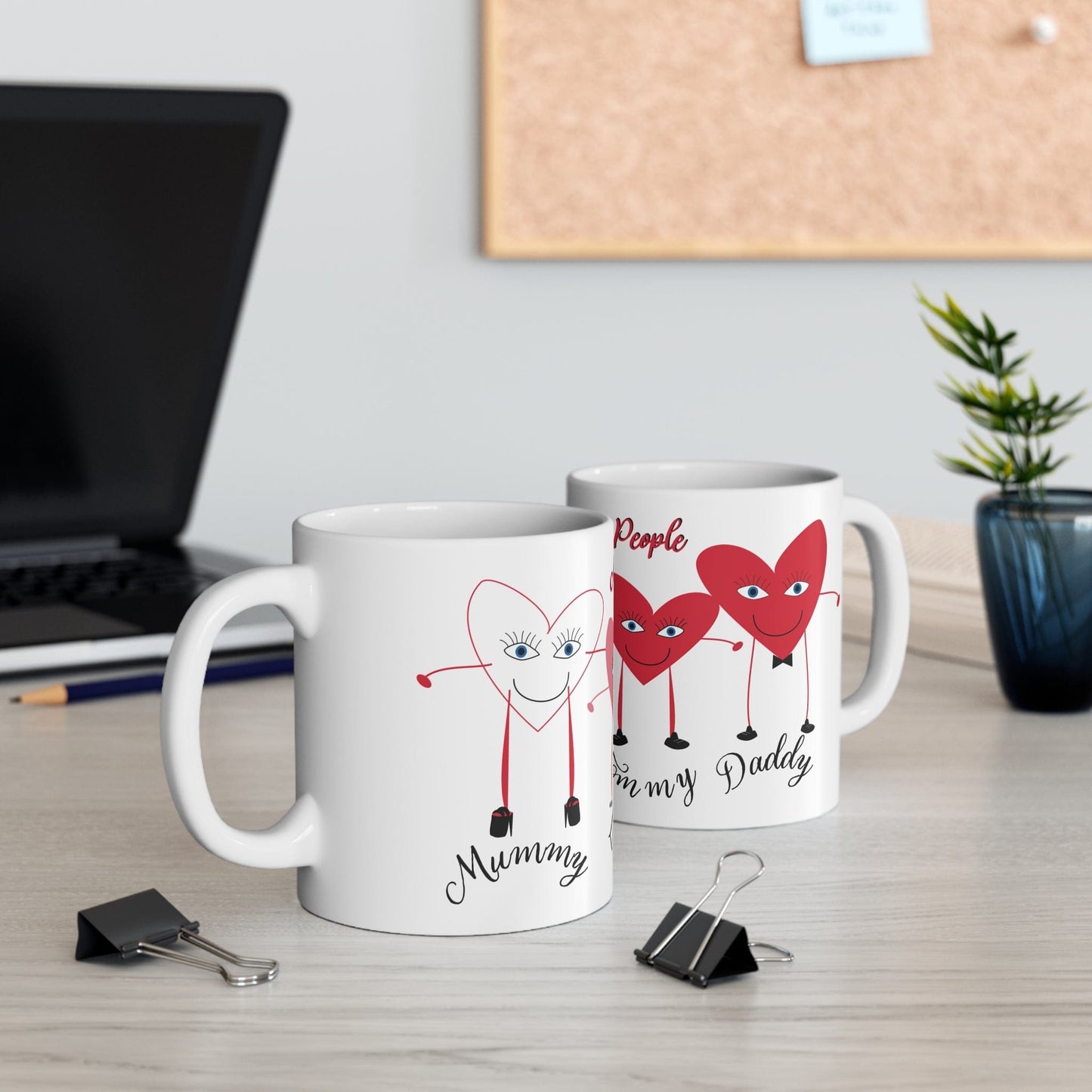 Printify Mug 11oz Personalised Heart 4 People Mug