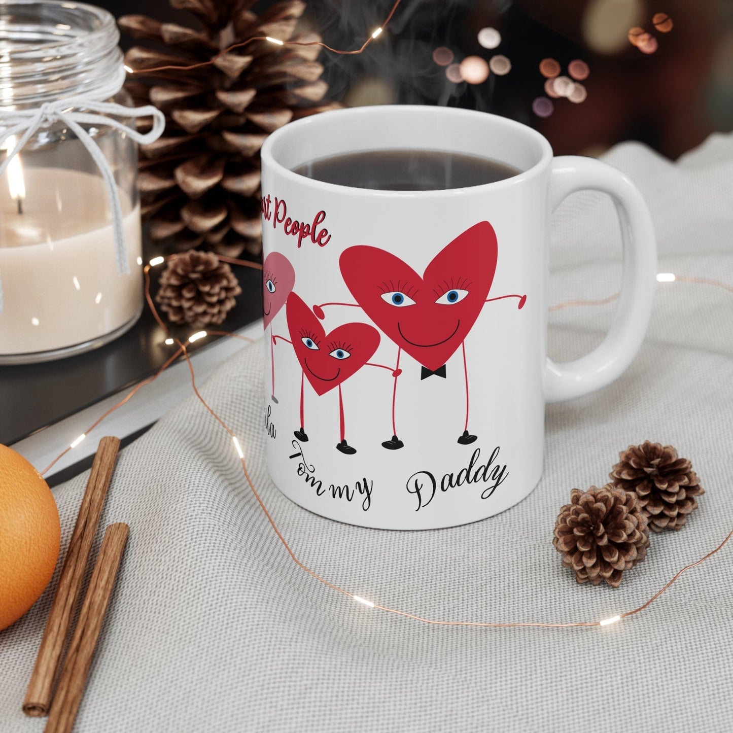 Printify Mug 11oz Personalised Heart 5 People Mug
