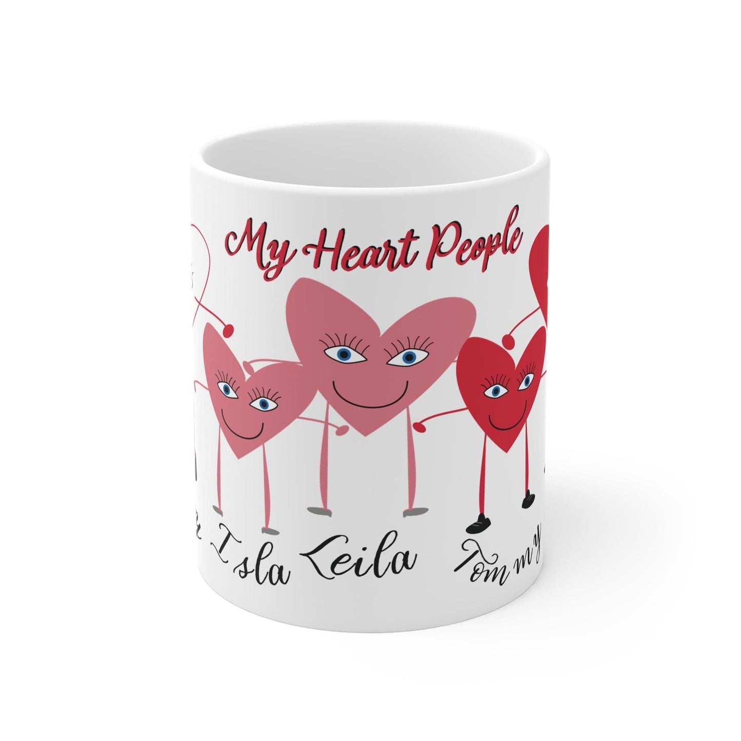 Printify Mug 11oz Personalised Heart 5 People Mug