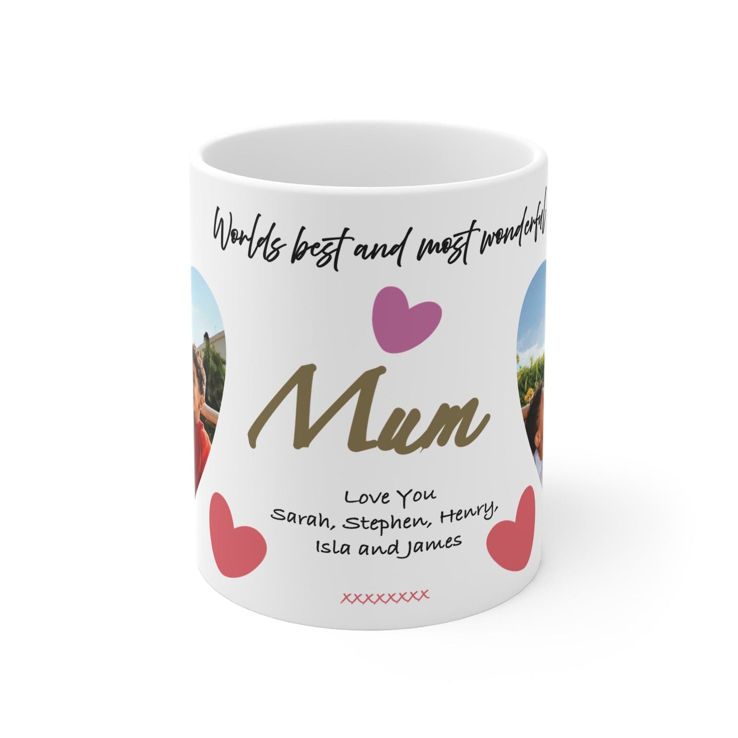 Printify Mug 11oz Personalised Mum Photo In Hearts Mug