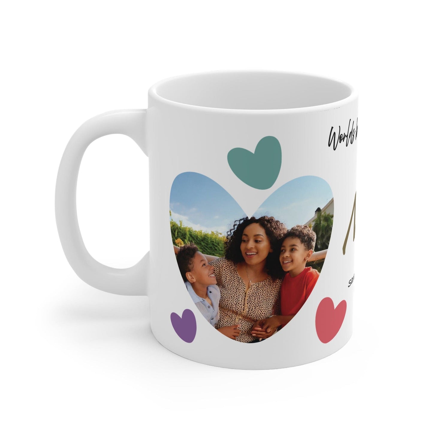 Printify Mug 11oz Personalised Mum Photo In Hearts Mug