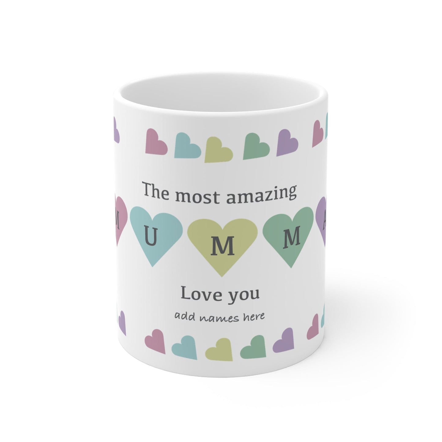 Printify Mug 11oz Personalised Mumma Heart charm 11oz Mug Pastel