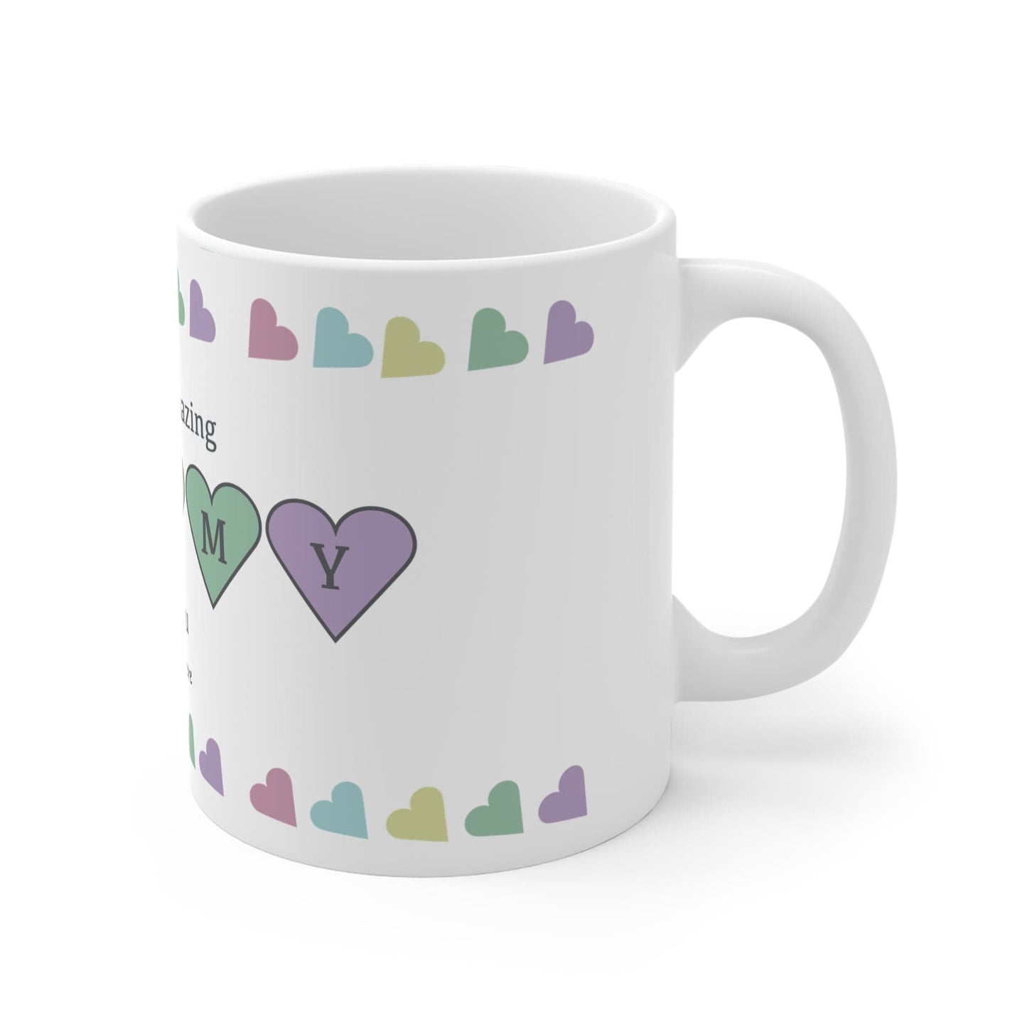 Printify Mug 11oz Personalised Mummy Heart charm 11oz Mug Pastel