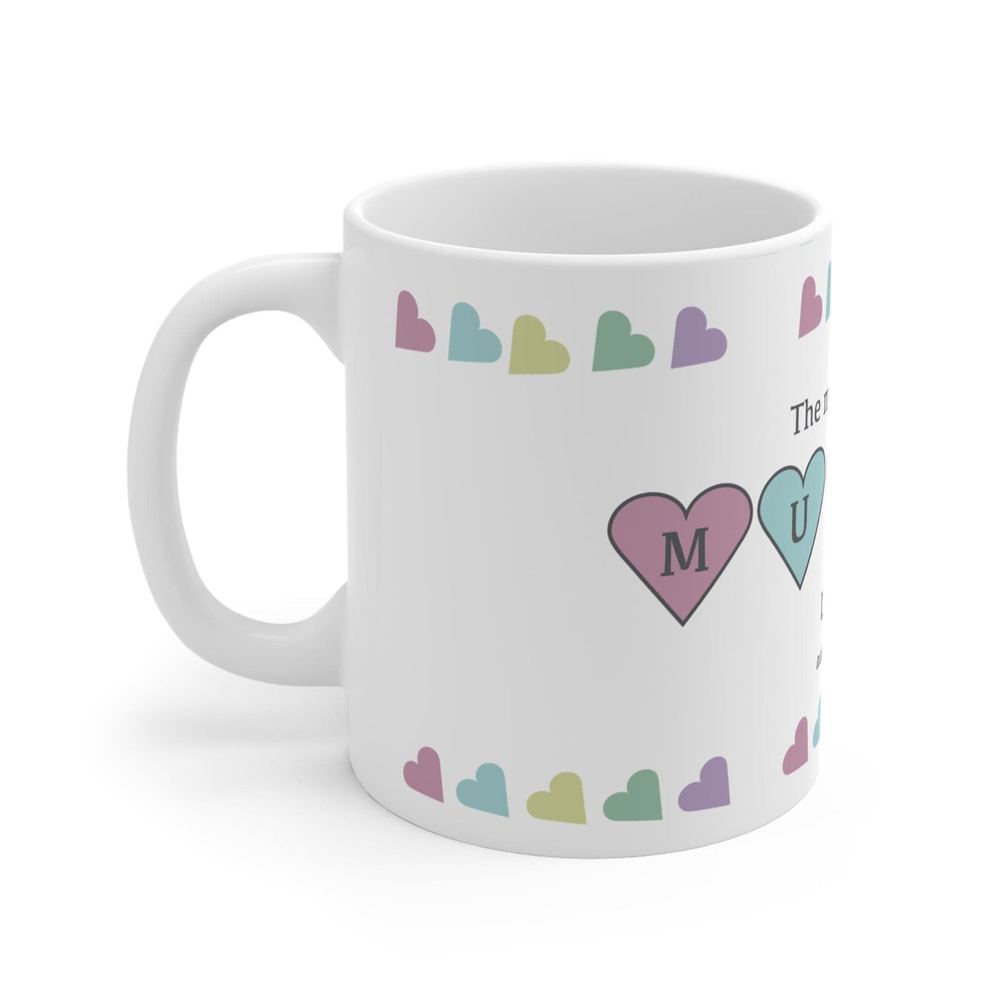 Printify Mug 11oz Personalised Mummy Heart charm 11oz Mug Pastel