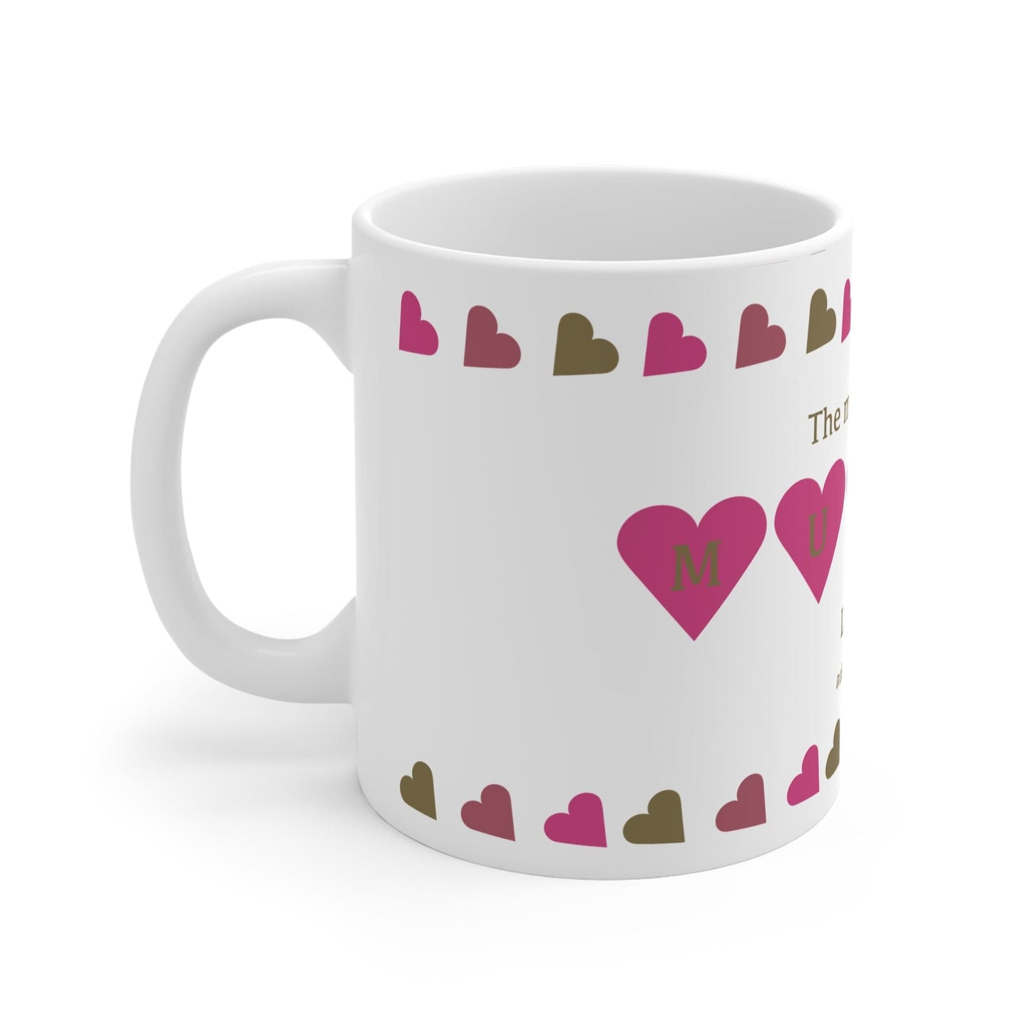 Printify Mug 11oz Personalised Mummy heart charm 11oz Mug Pink