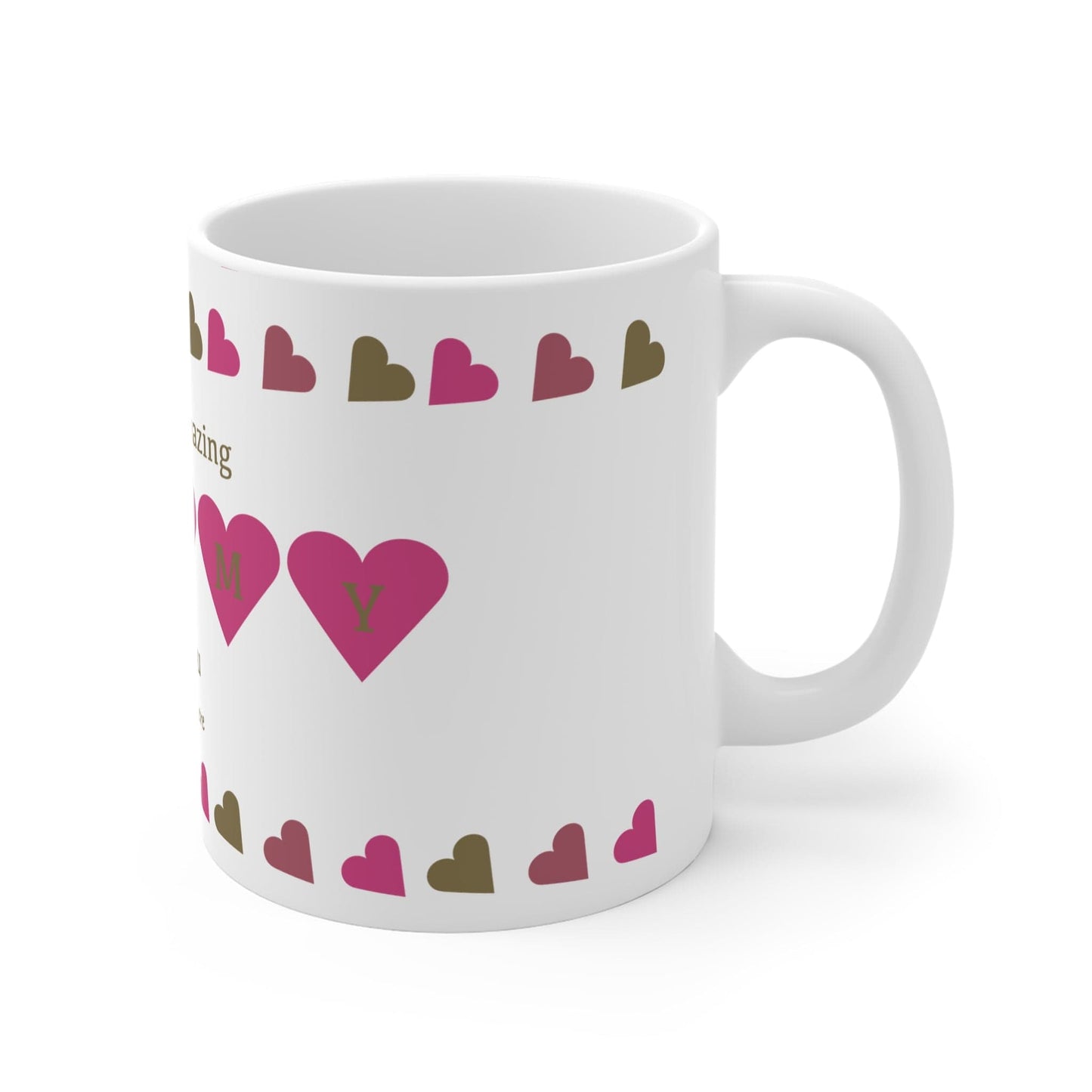 Printify Mug 11oz Personalised Mummy heart charm 11oz Mug Pink