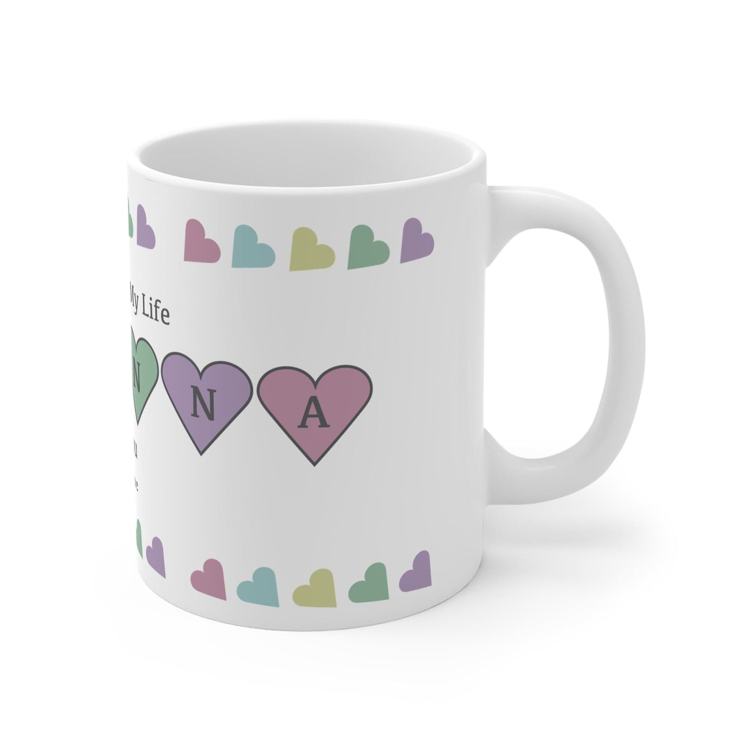 Printify Mug 11oz Personalised Name Love of my life Mug Pastel Hearts