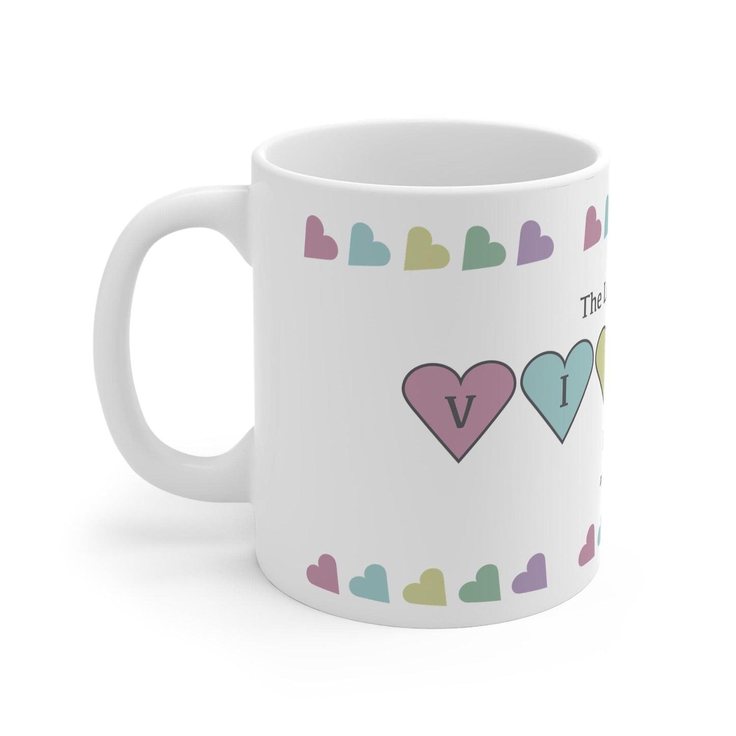 Printify Mug 11oz Personalised Name Love of my life Mug Pastel Hearts
