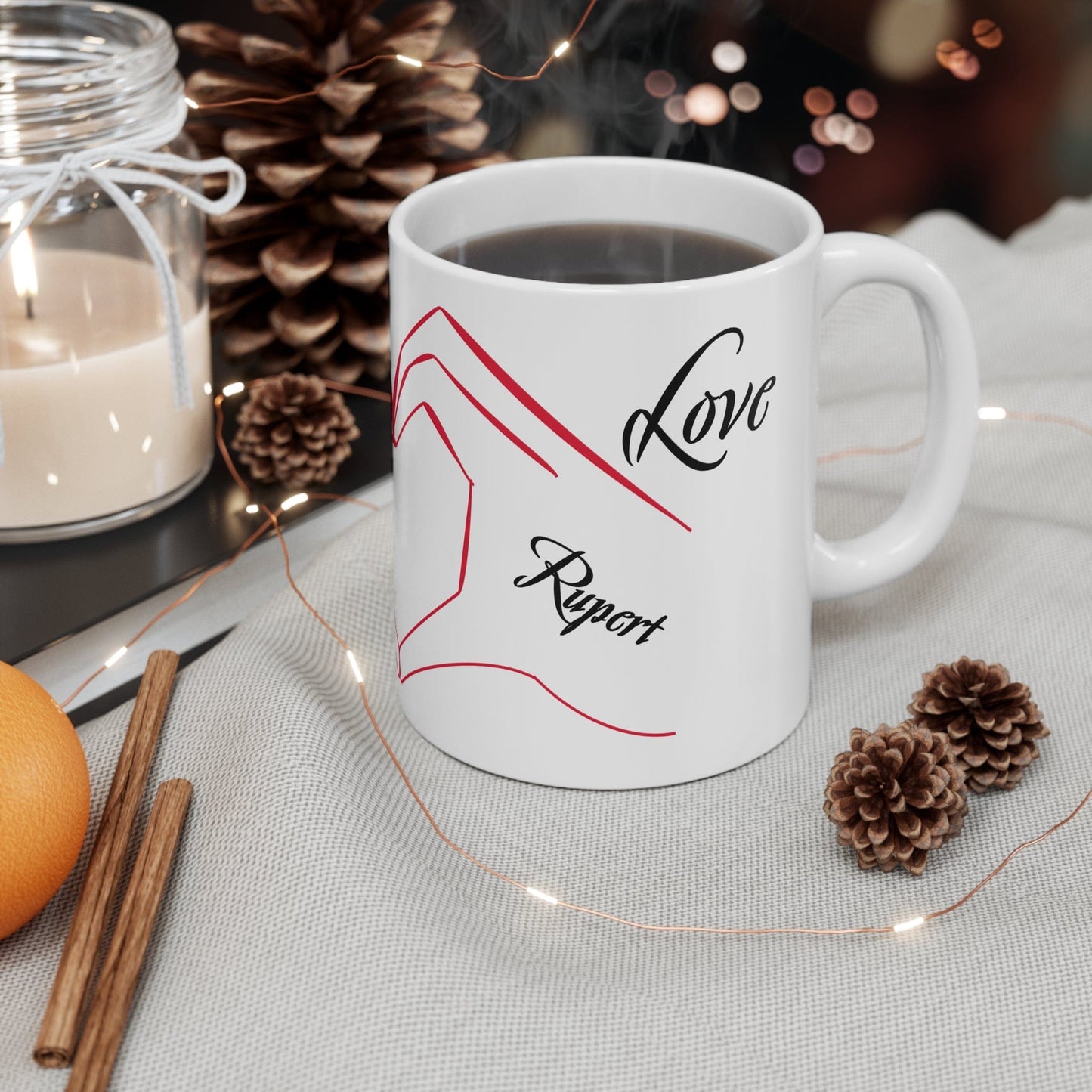 Printify Mug 11oz Personalised Names Heart Hands Mug