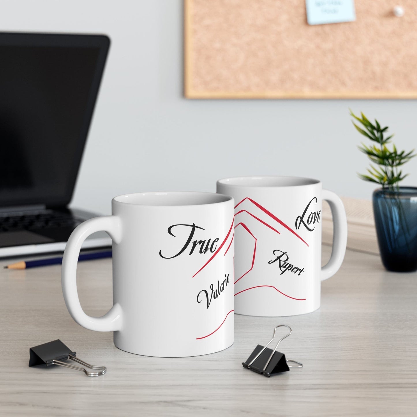 Printify Mug 11oz Personalised Names Heart Hands Mug