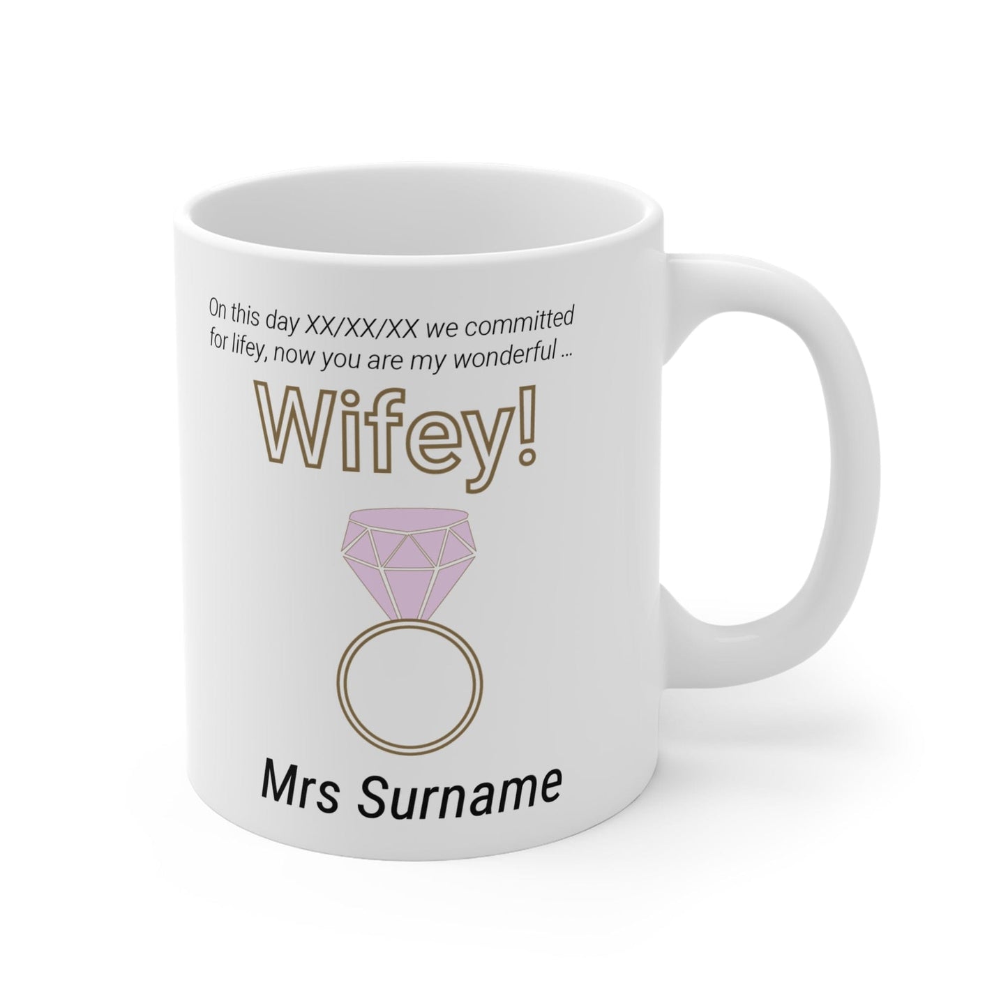 Printify Mug 11oz Personalised Wifey Date Name Mug 11oz