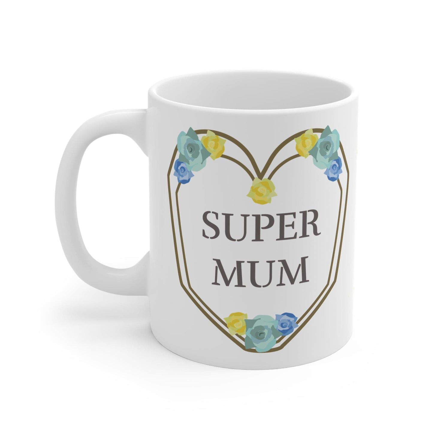 Printify Mug 11oz Super Mum Floral 11oz Mug