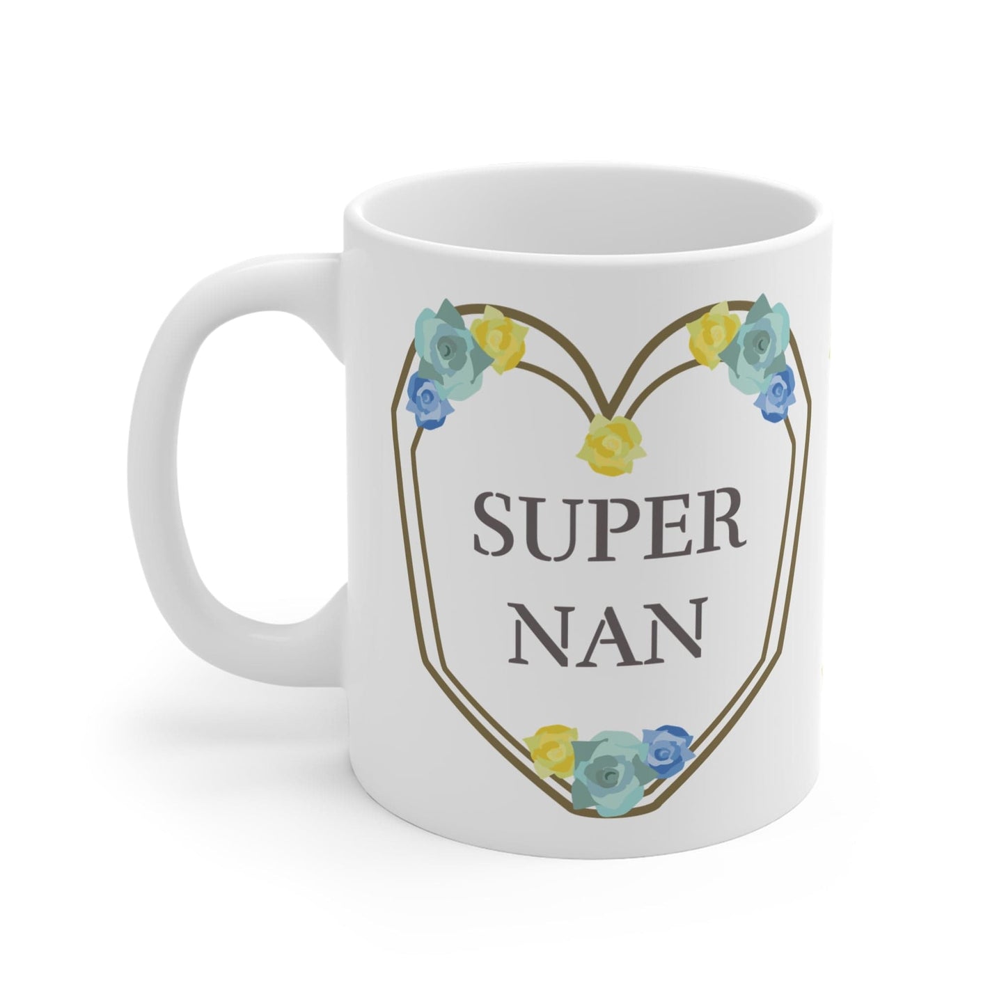 Printify Mug 11oz Super Nan Floral 11oz Mug