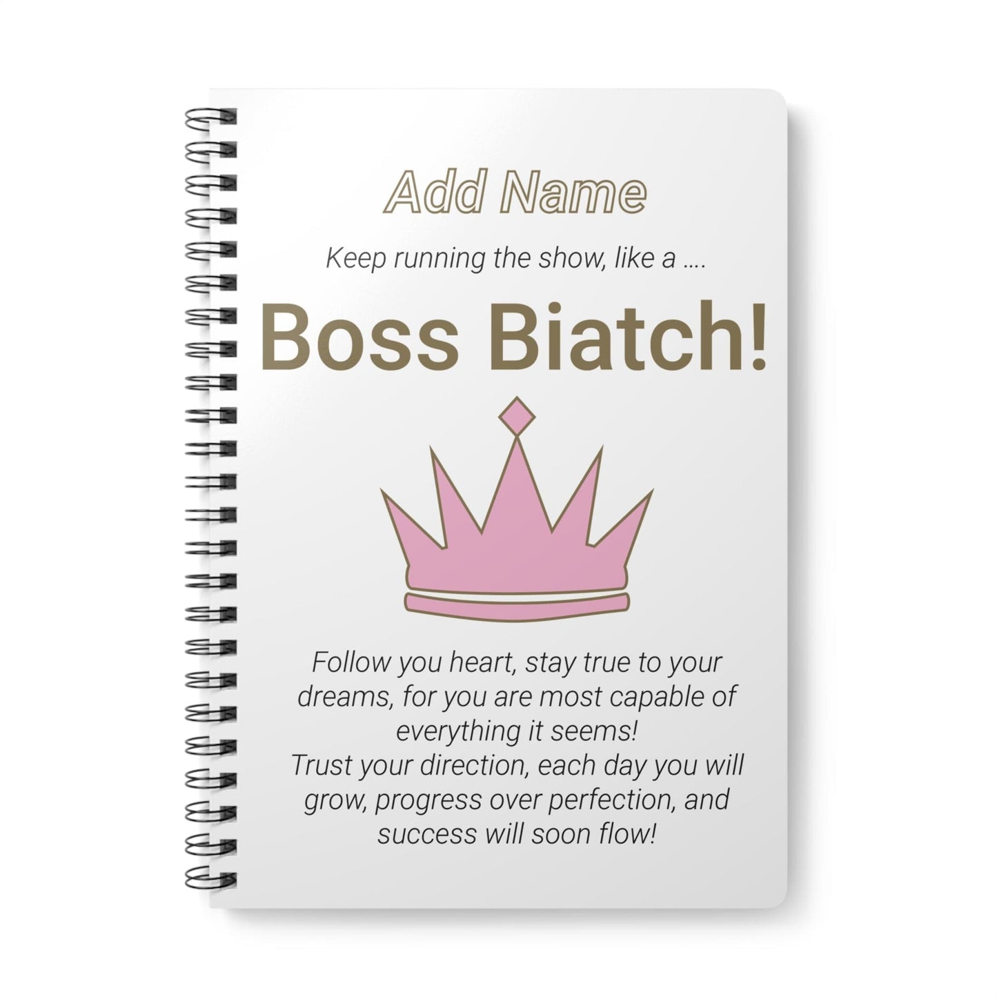 Printify Paper products A5 / Lined Personalised Boss Biatch Wiro Notebook, A5