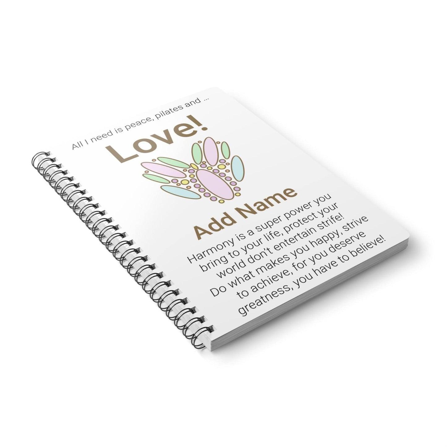 Printify Paper products A5 / Lined Personalised Peace Pilates Love Notebook