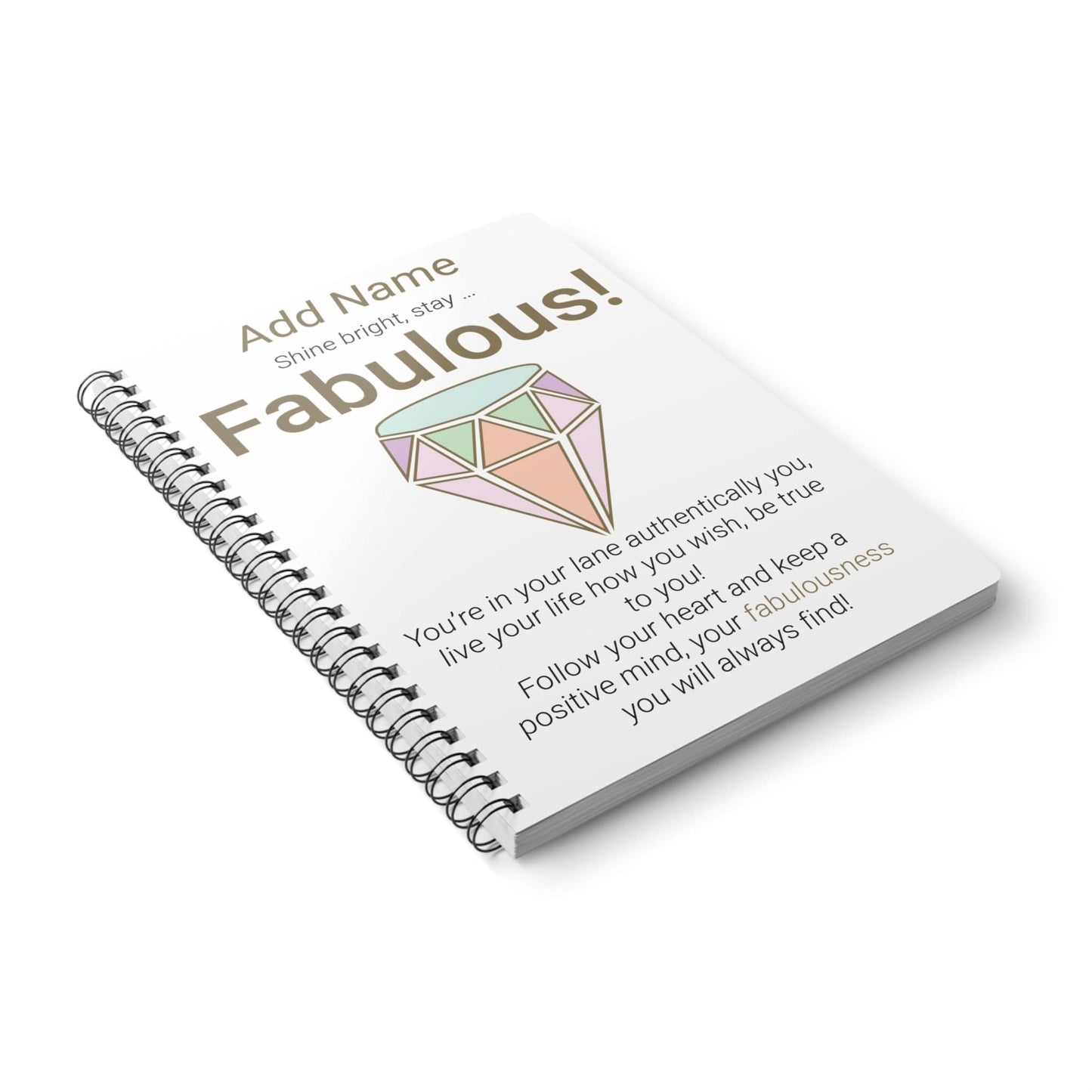 Printify Paper products A5 / Lined Personalised Stay Fabulous Wiro Notebook, A5