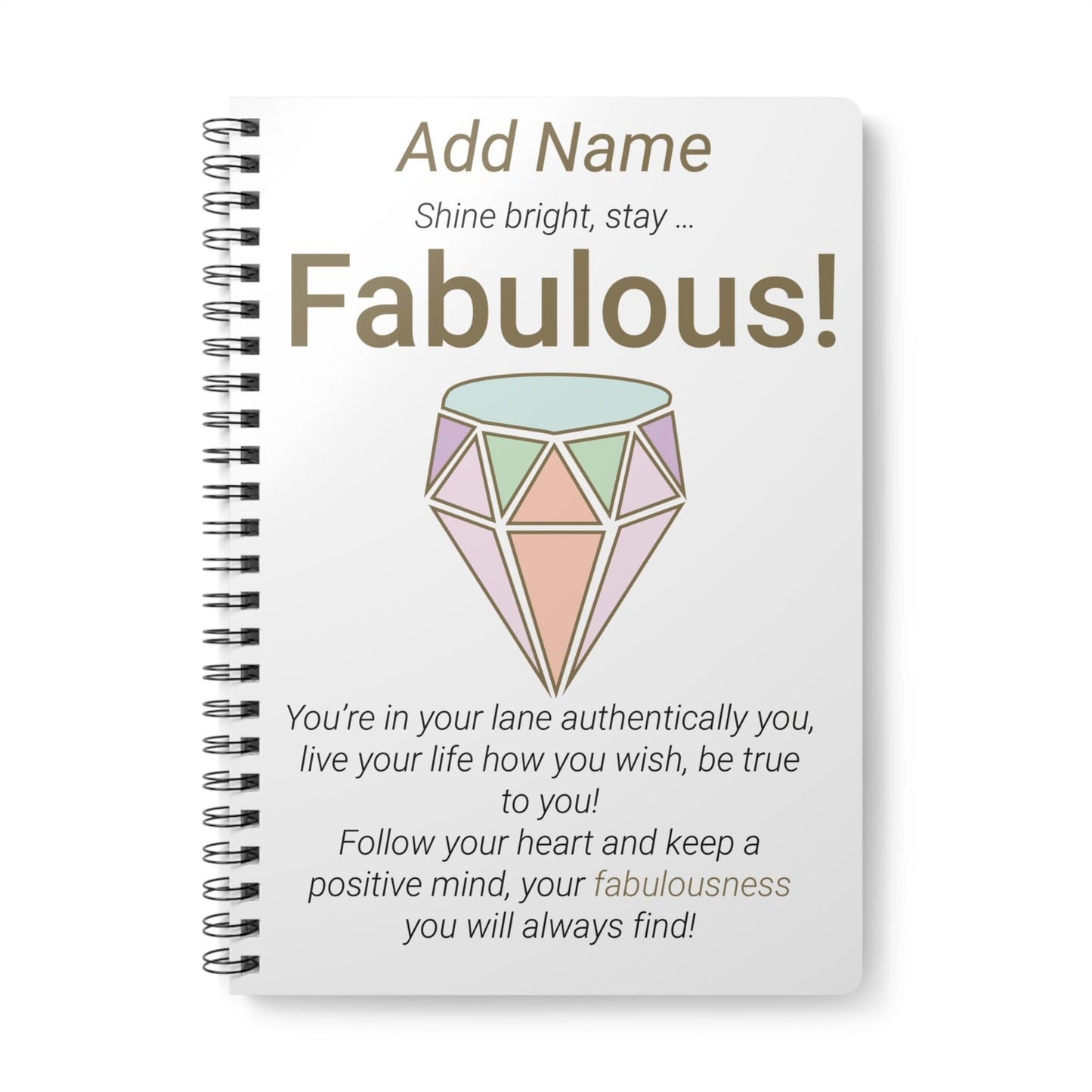 Printify Paper products A5 / Lined Personalised Stay Fabulous Wiro Notebook, A5