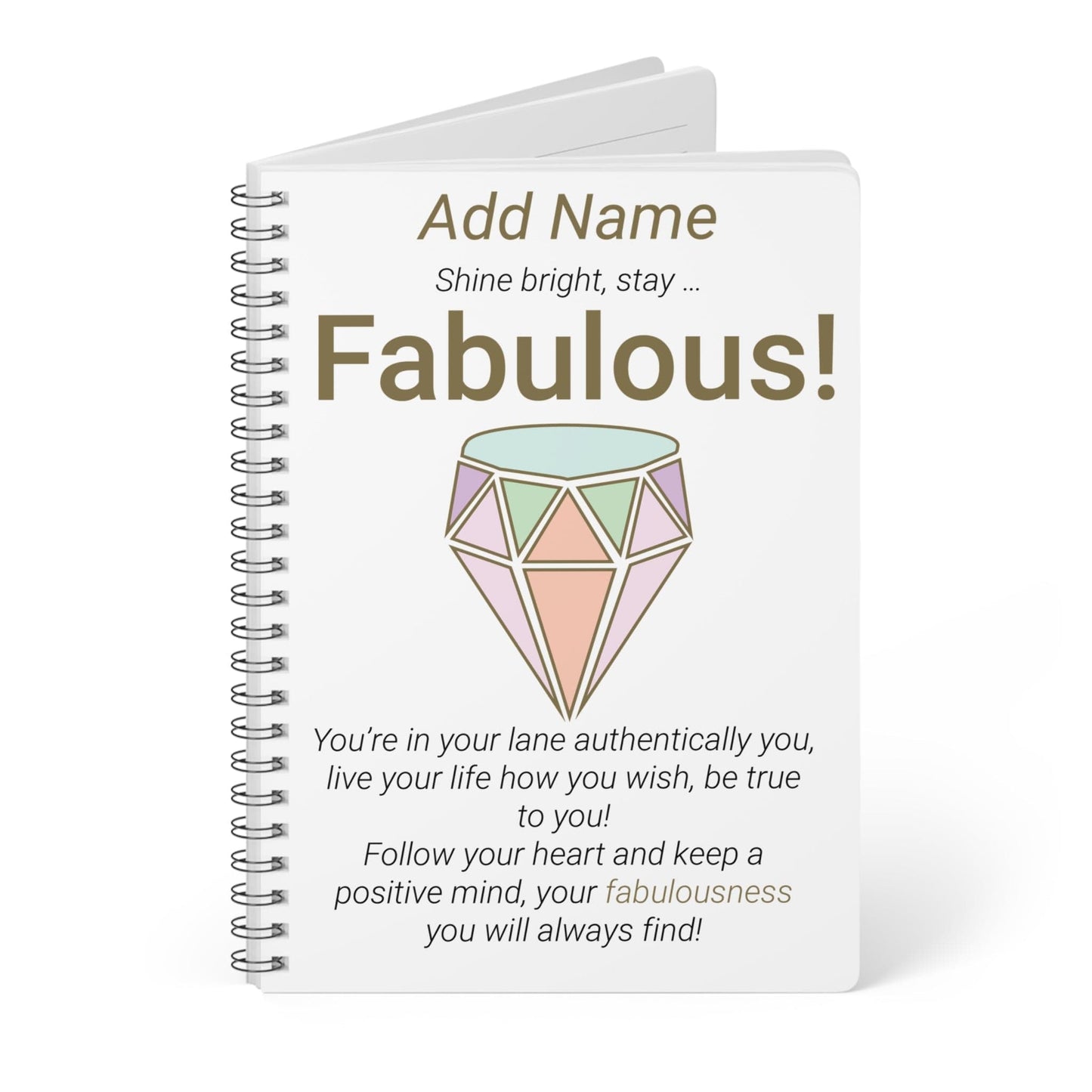 Printify Paper products A5 / Lined Personalised Stay Fabulous Wiro Notebook, A5