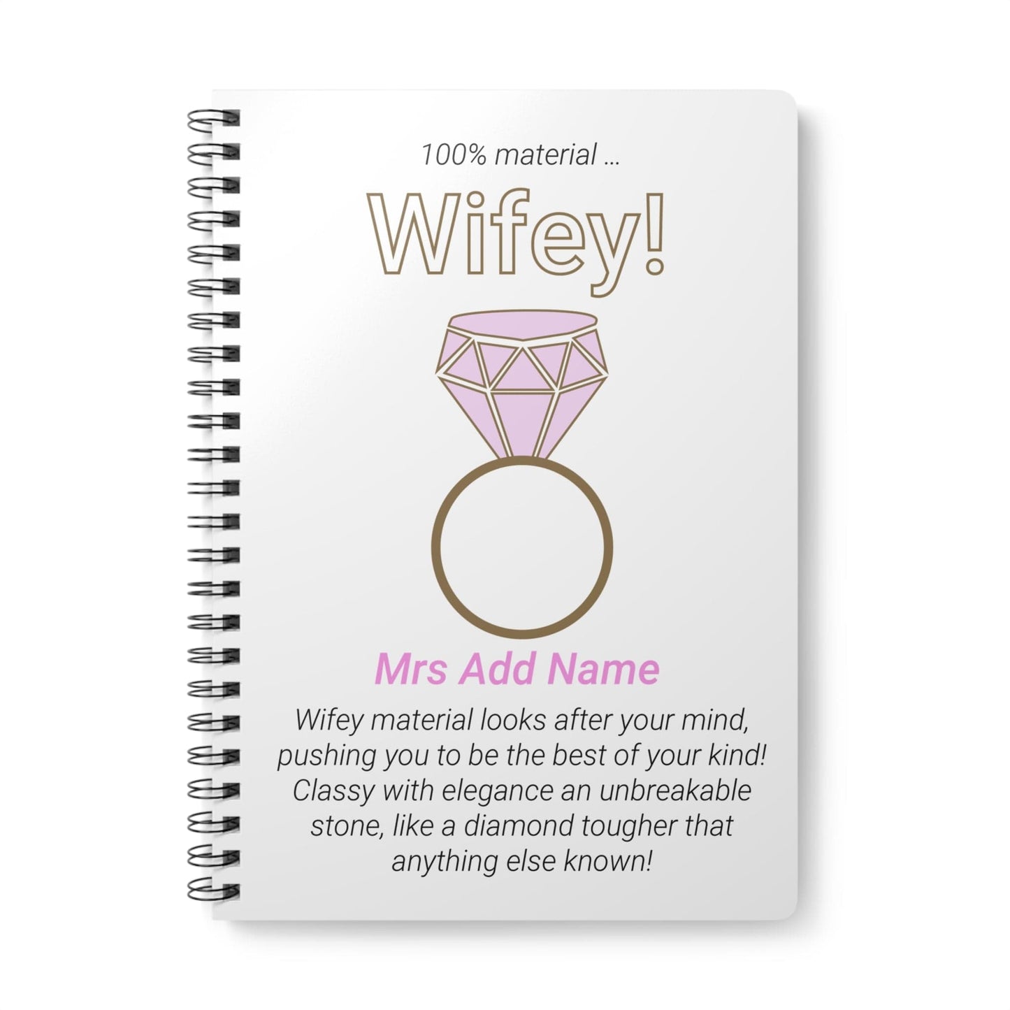 Printify Paper products A5 / Lined Personalised Wifey Wiro Notebook, A5