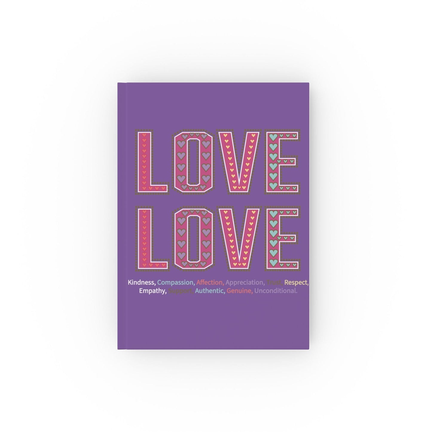 Printify Paper products Ruled line / 5.2" x 7.4" Love Love Slogan Notebook Purple