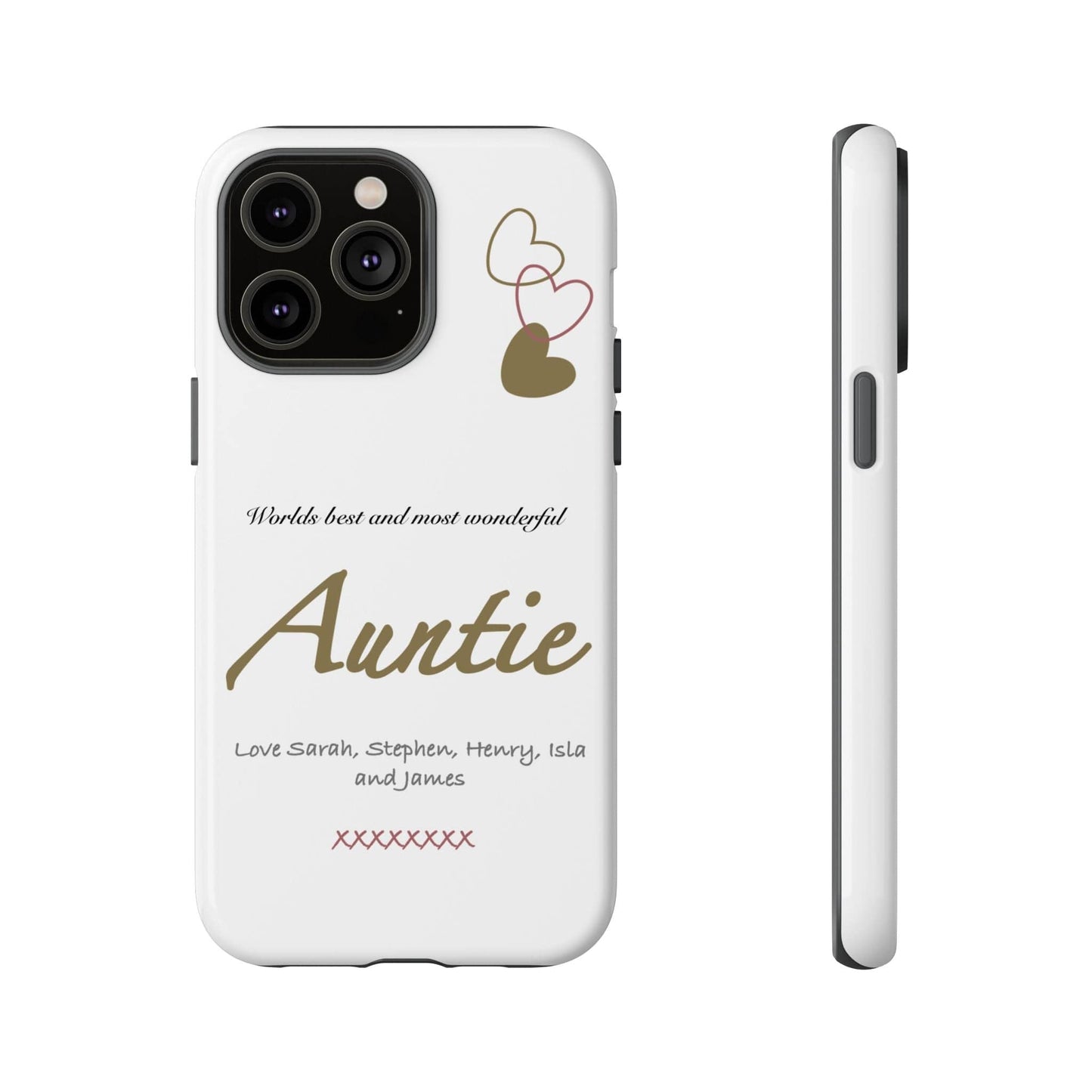 Printify Phone Case iPhone 14 Pro Max / Glossy Personalised Auntie hearts iPhone Case