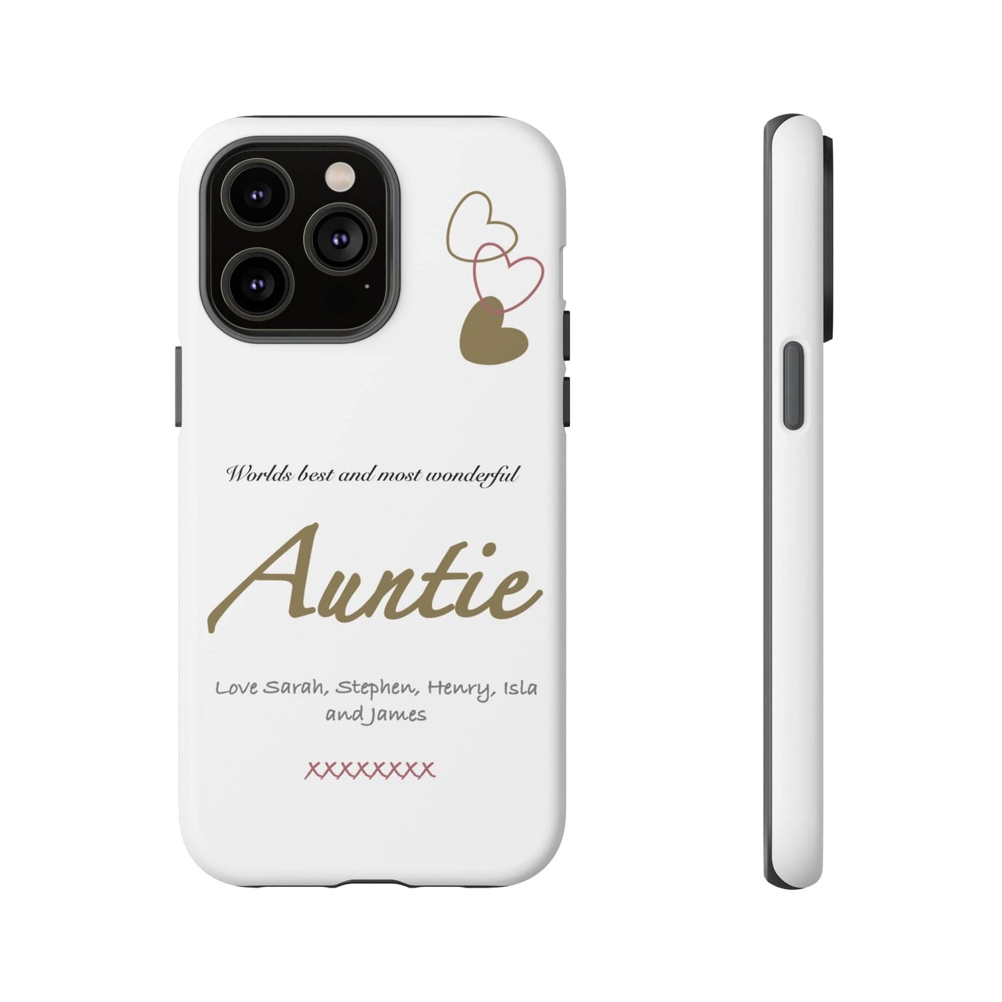 Printify Phone Case iPhone 14 Pro Max / Matte Personalised Auntie hearts iPhone Case