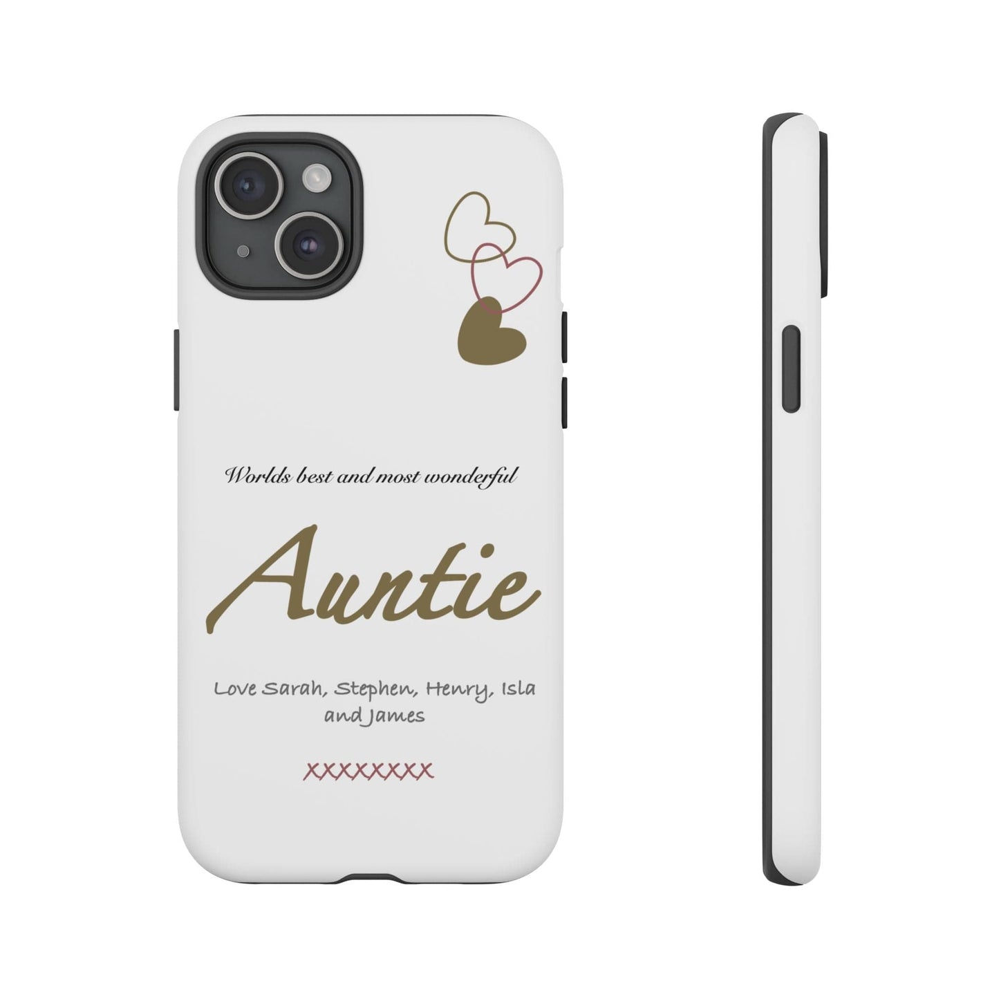 Printify Phone Case iPhone 15 Plus / Matte Personalised Auntie hearts iPhone Case