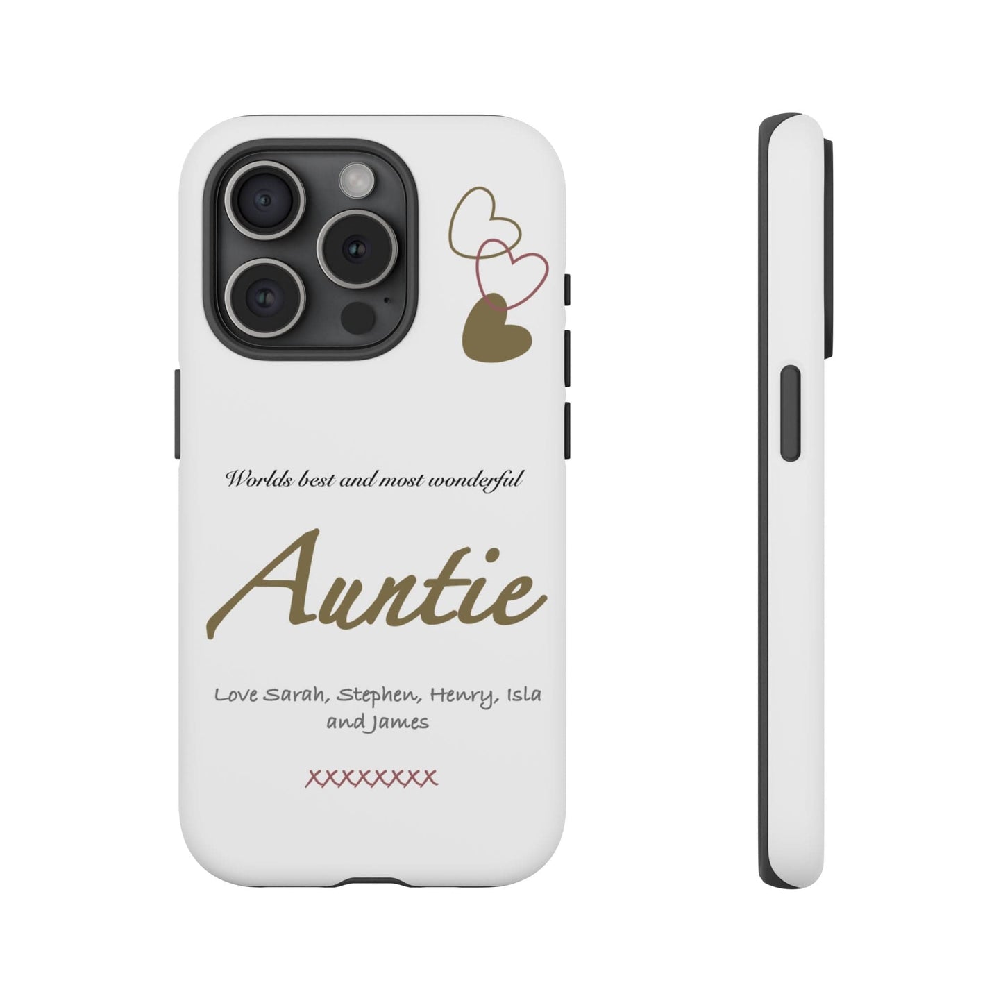 Printify Phone Case iPhone 15 Pro / Matte Personalised Auntie hearts iPhone Case