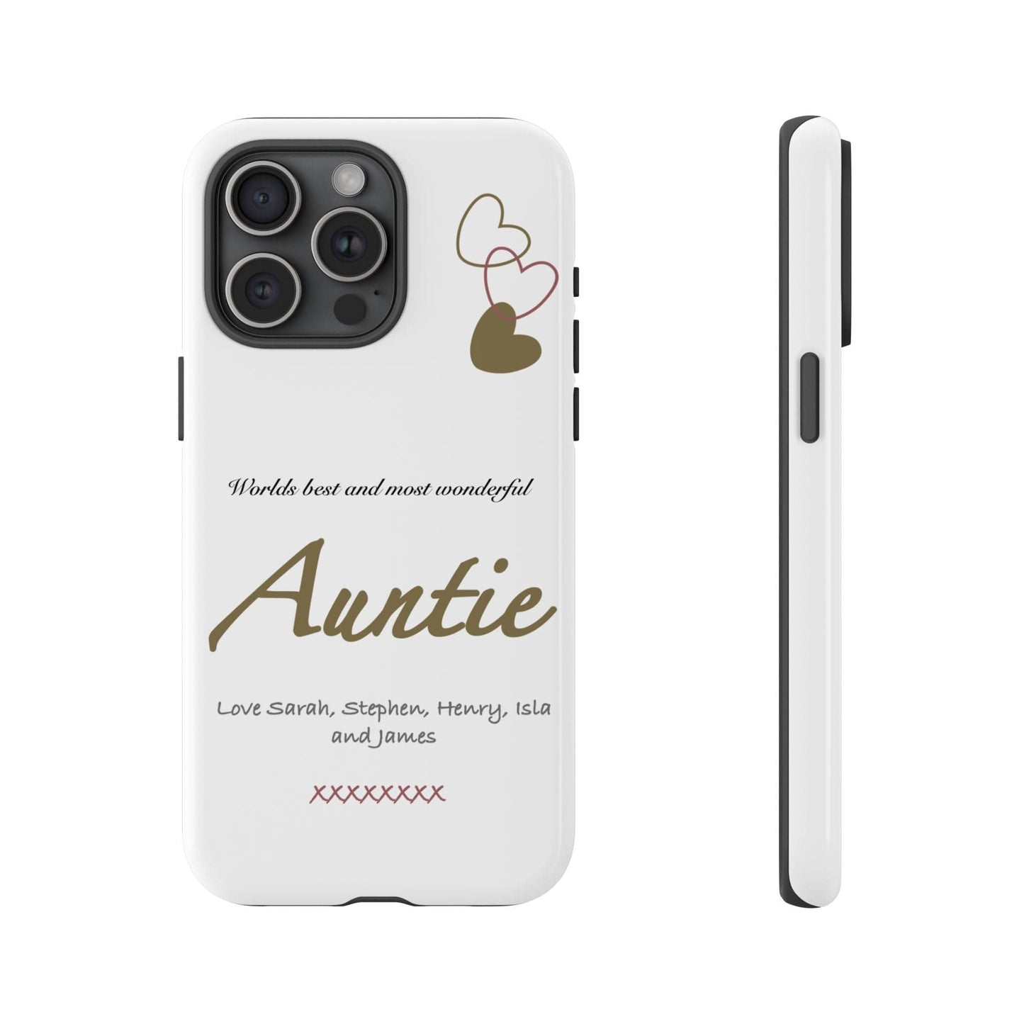 Printify Phone Case iPhone 15 Pro Max / Glossy Personalised Auntie hearts iPhone Case