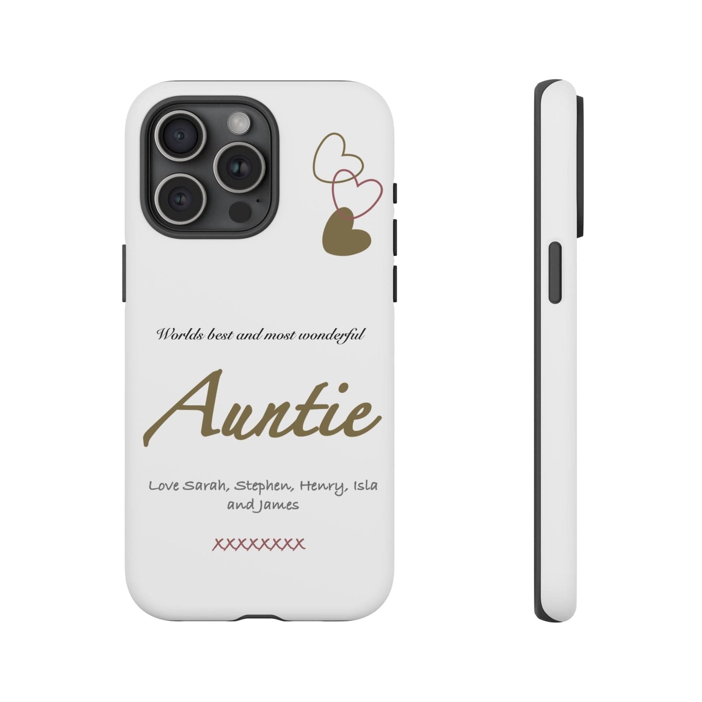 Printify Phone Case iPhone 15 Pro Max / Matte Personalised Auntie hearts iPhone Case