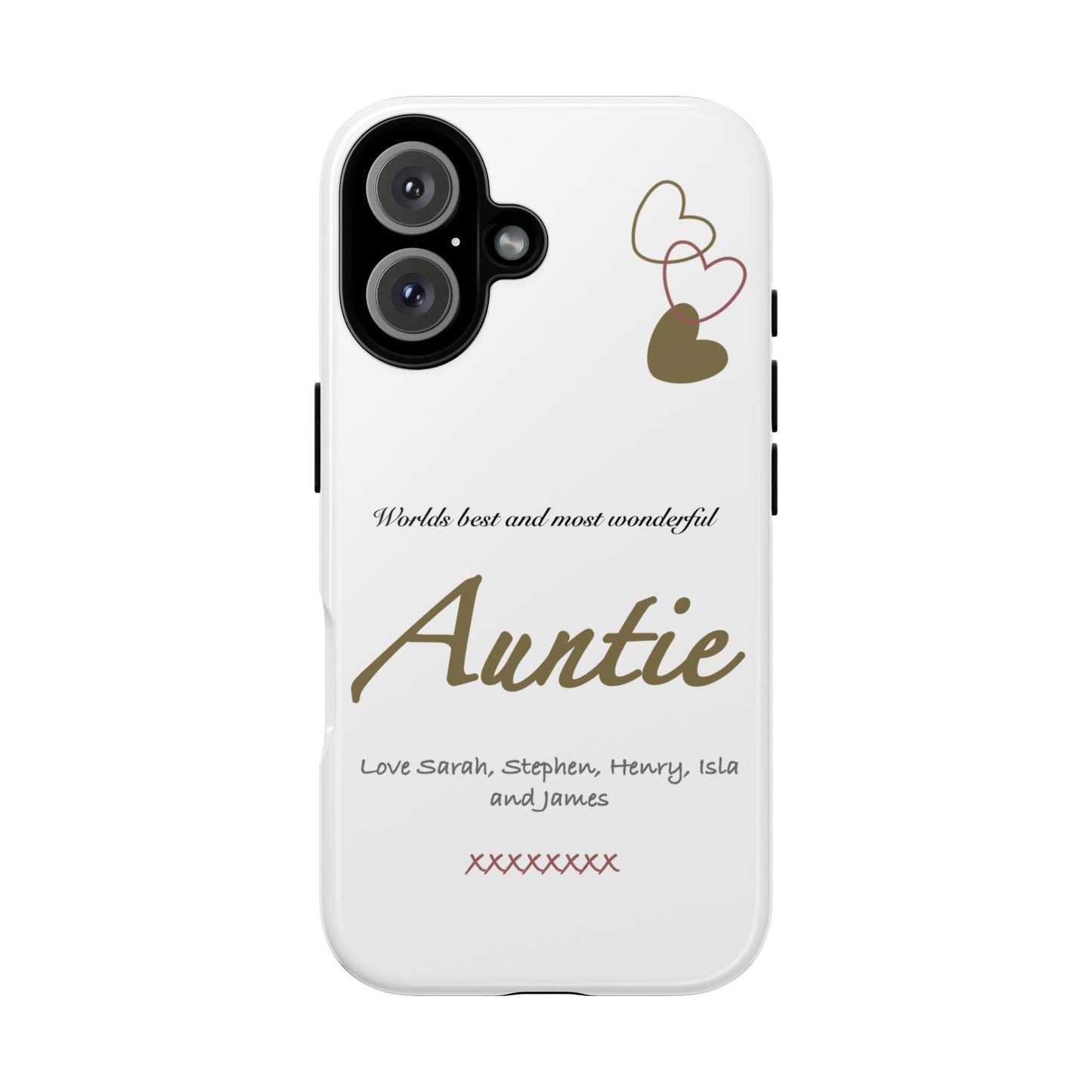 Printify Phone Case iPhone 16 / Glossy Personalised Auntie hearts iPhone Case