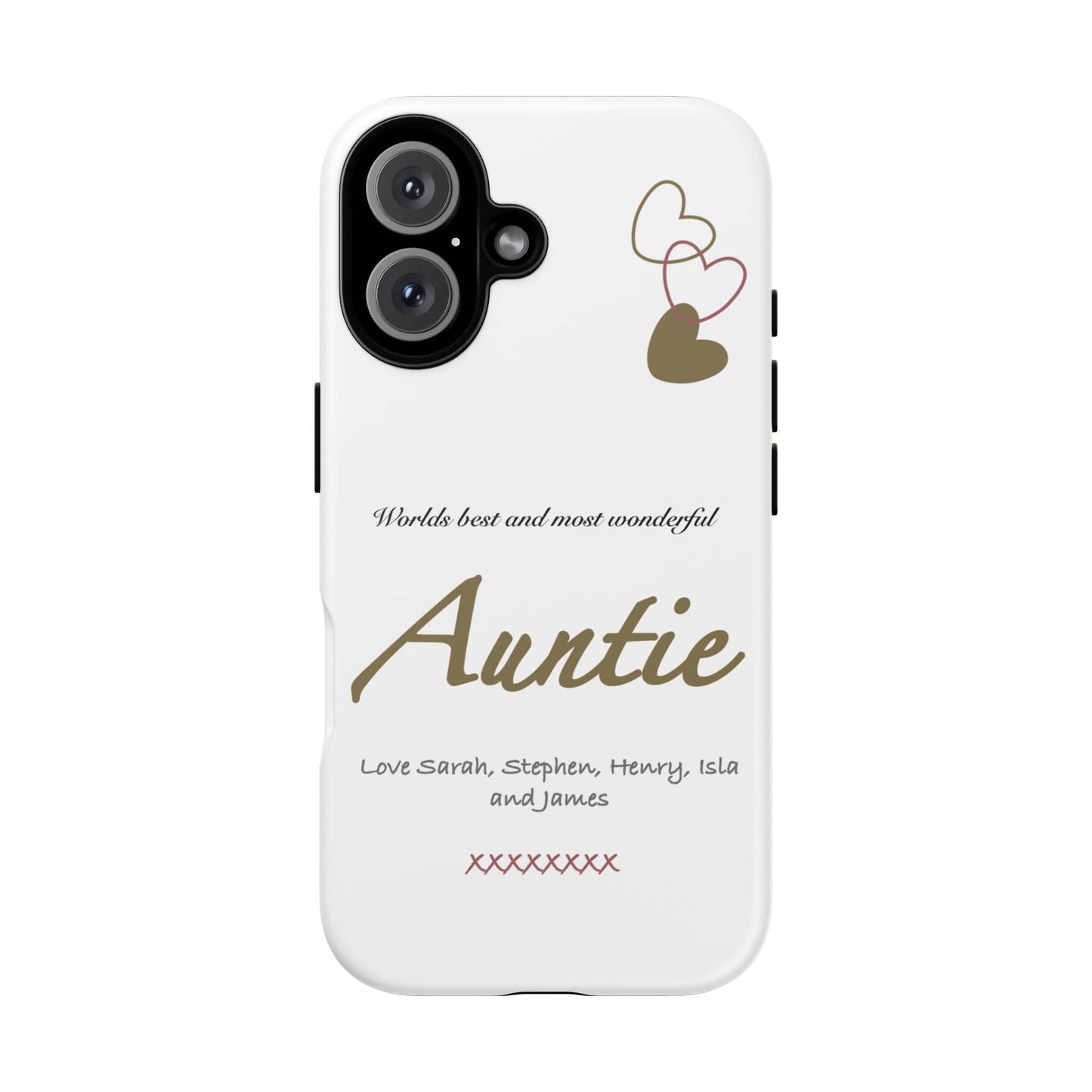 Printify Phone Case iPhone 16 / Matte Personalised Auntie hearts iPhone Case