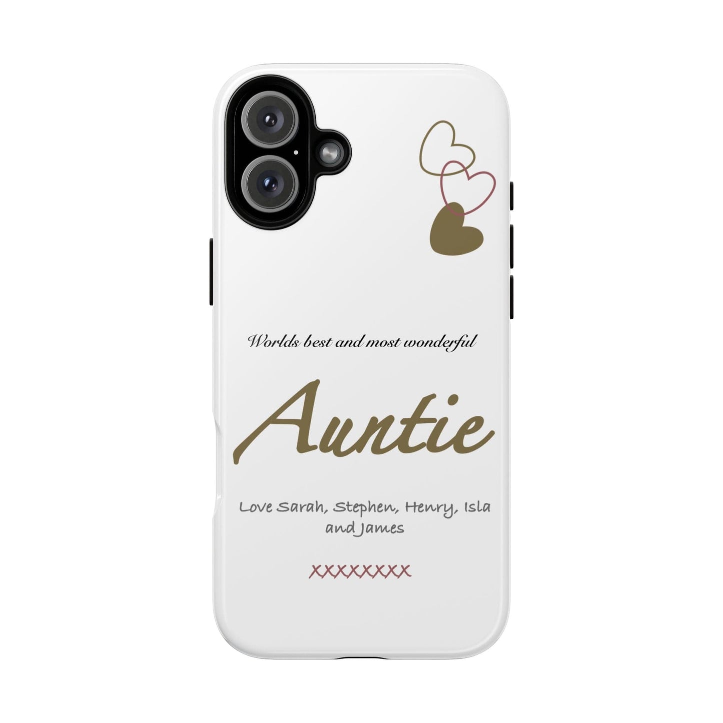Printify Phone Case iPhone 16 Plus / Glossy Personalised Auntie hearts iPhone Case
