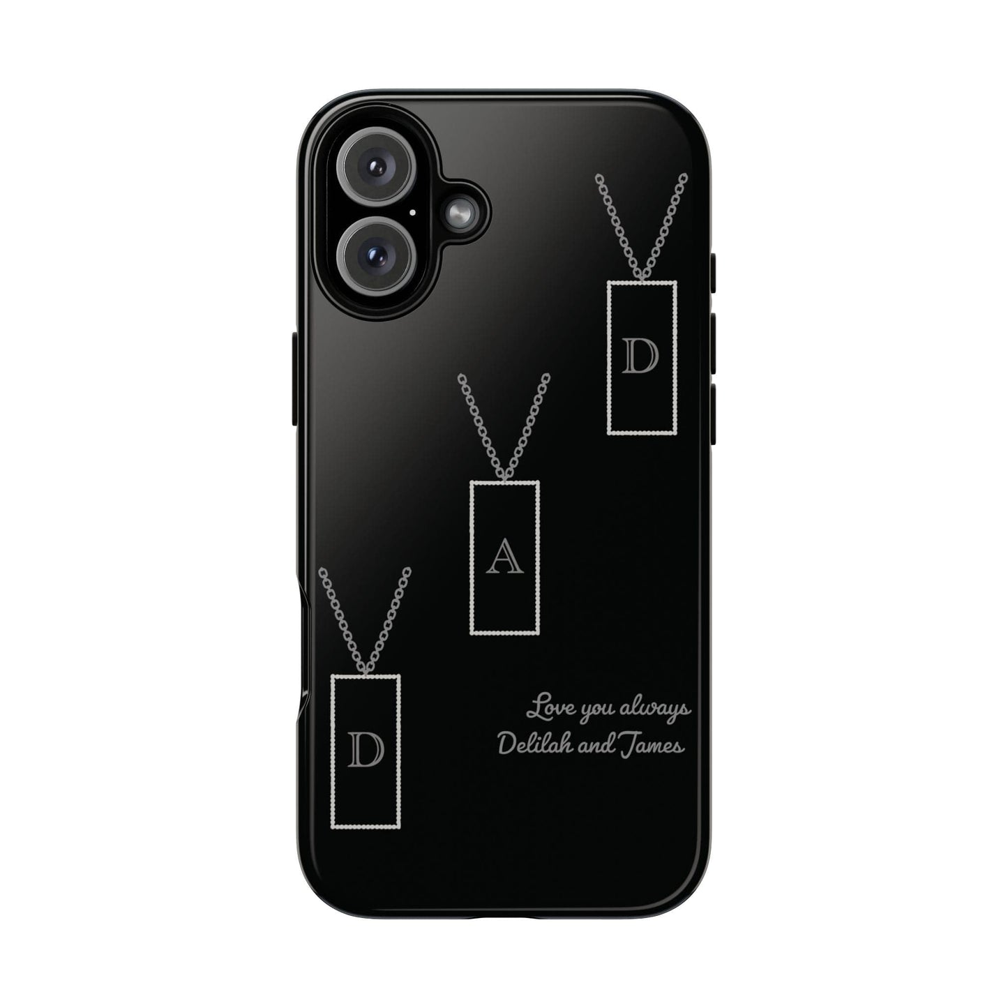 Printify Phone Case iPhone 16 Plus / Glossy Personalised Dad tag necklace iPhone Case