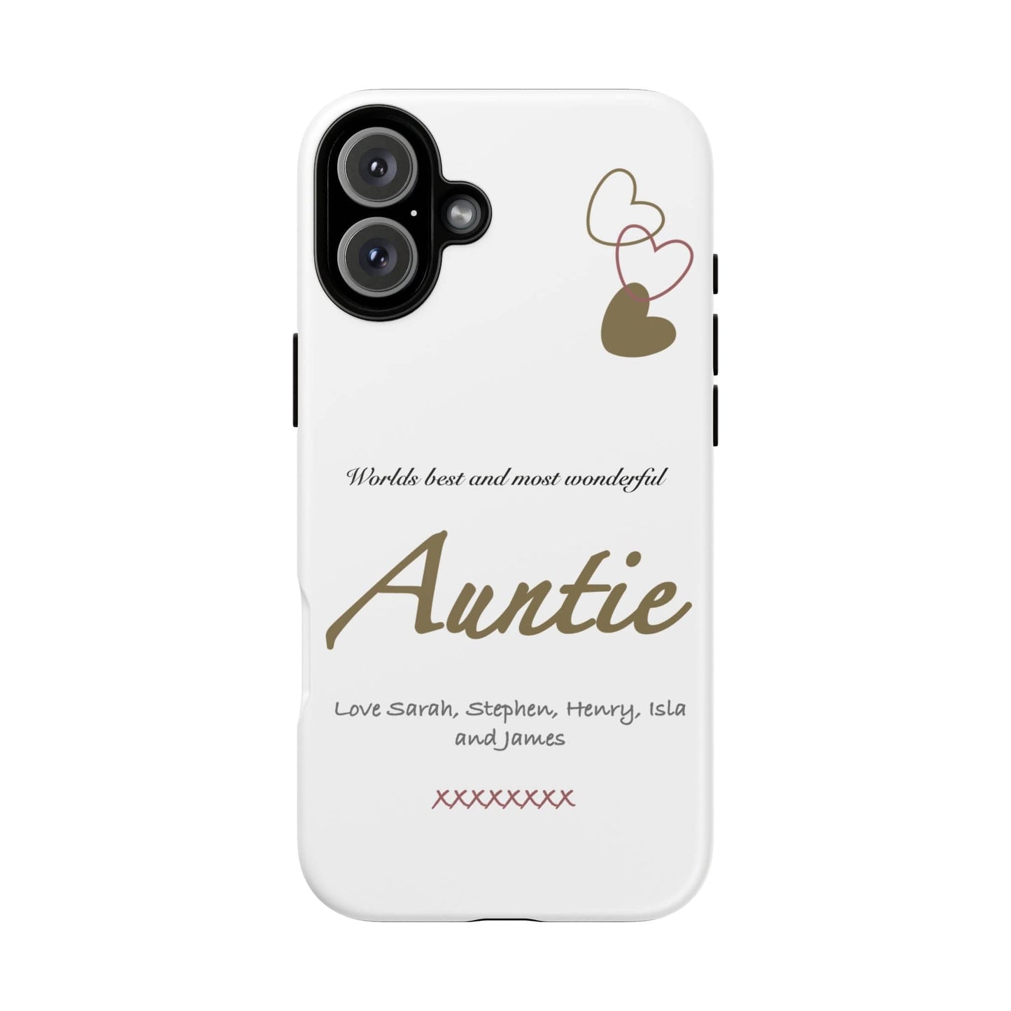 Printify Phone Case iPhone 16 Plus / Matte Personalised Auntie hearts iPhone Case