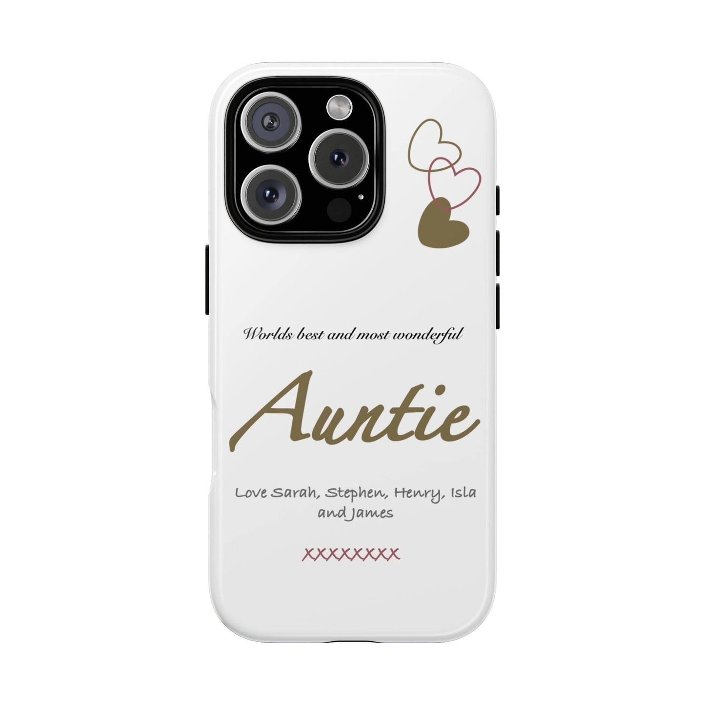 Printify Phone Case iPhone 16 Pro / Glossy Personalised Auntie hearts iPhone Case