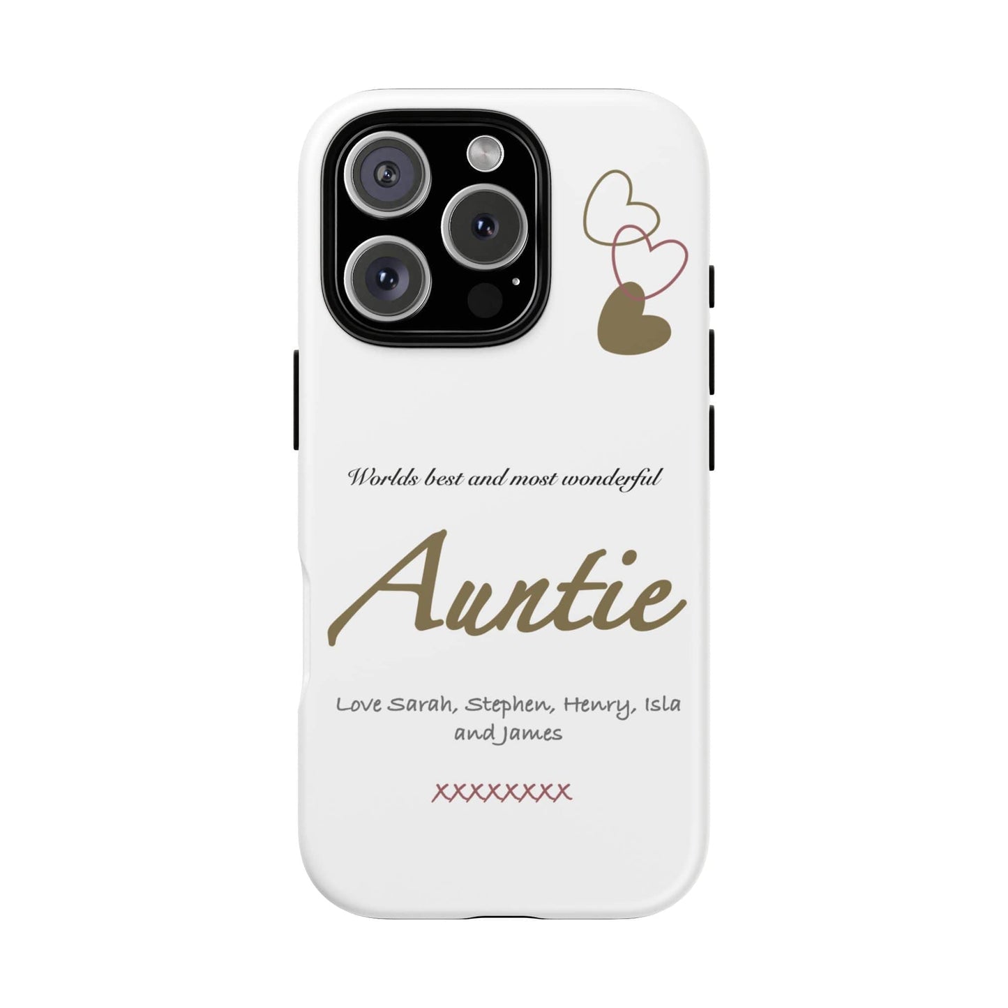 Printify Phone Case iPhone 16 Pro / Matte Personalised Auntie hearts iPhone Case