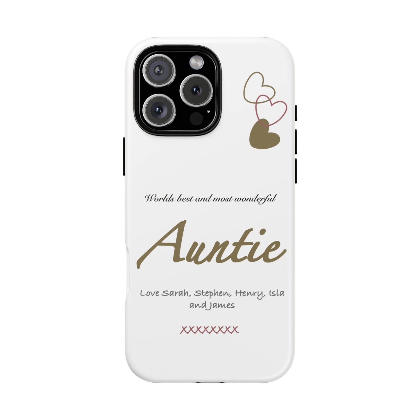 Printify Phone Case iPhone 16 Pro Max / Matte Personalised Auntie hearts iPhone Case