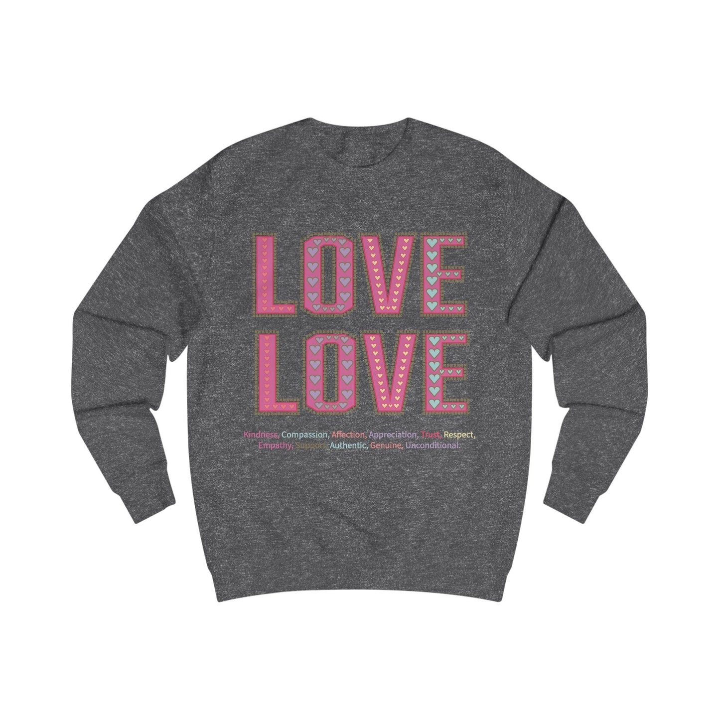 Printify Sweatshirt Charcoal / XS Love Love Sweatshirt Various Colours