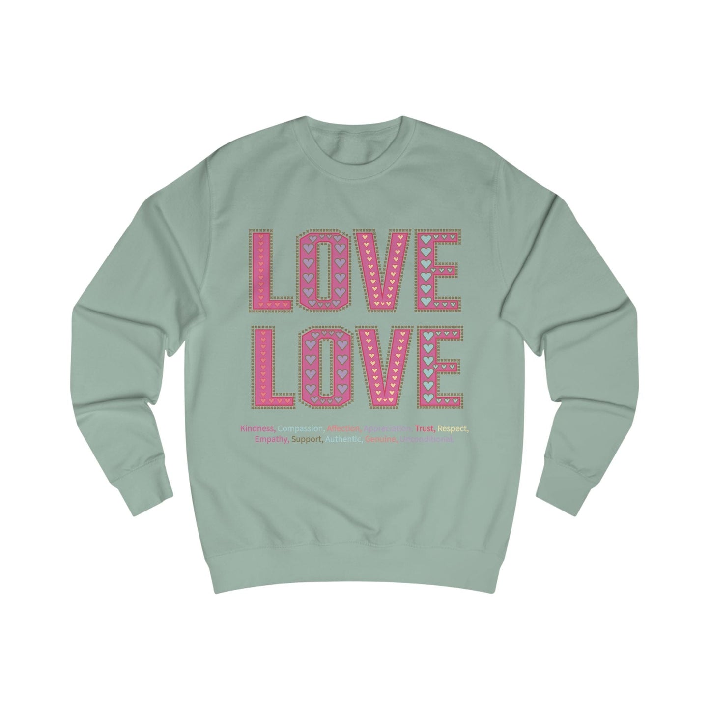 Printify Sweatshirt Dusty Green / XS Love Love Sweatshirt Various Colours