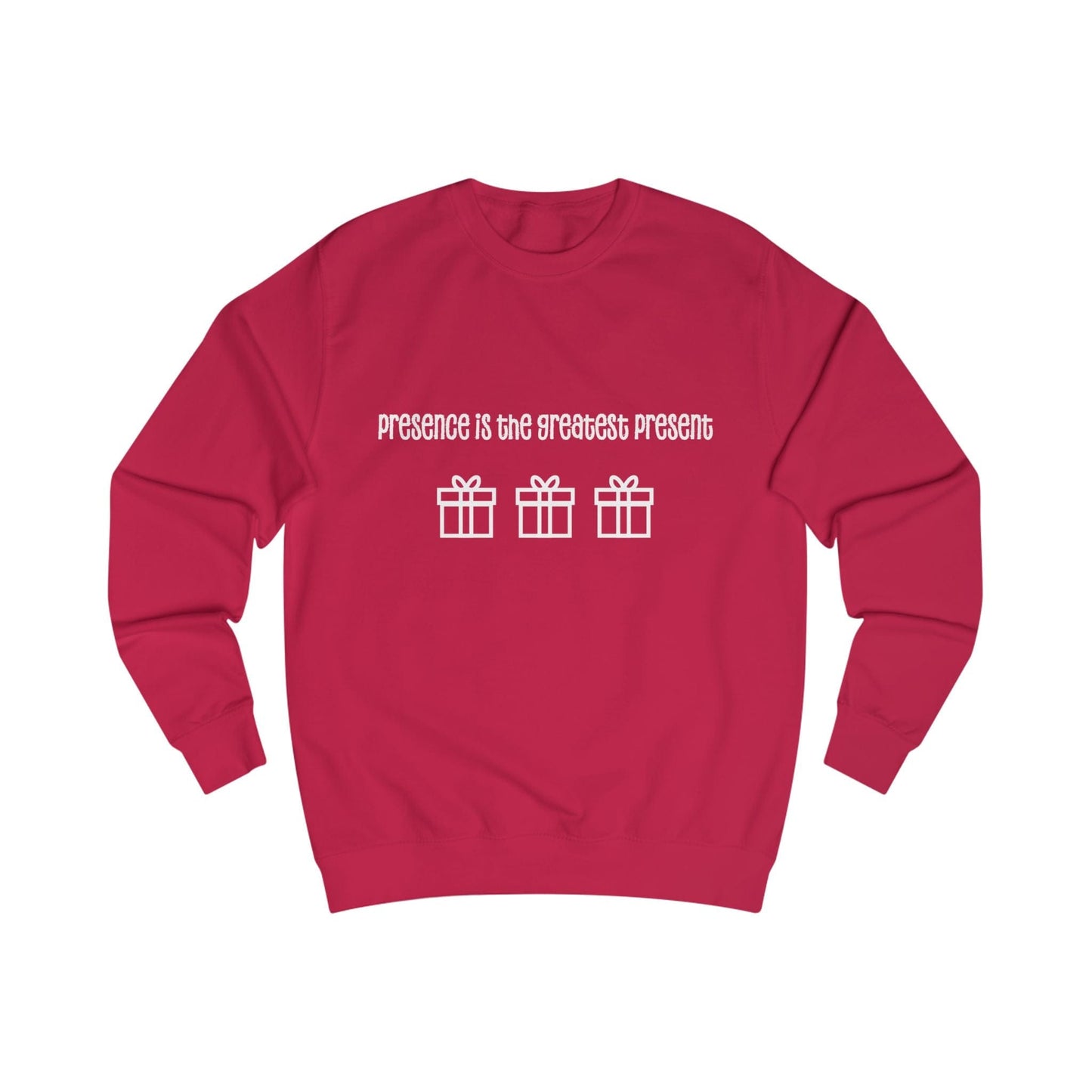 Printify Sweatshirt Fire Red / S Christmas Jumper – “Presence Is the Greatest Present” Slogan