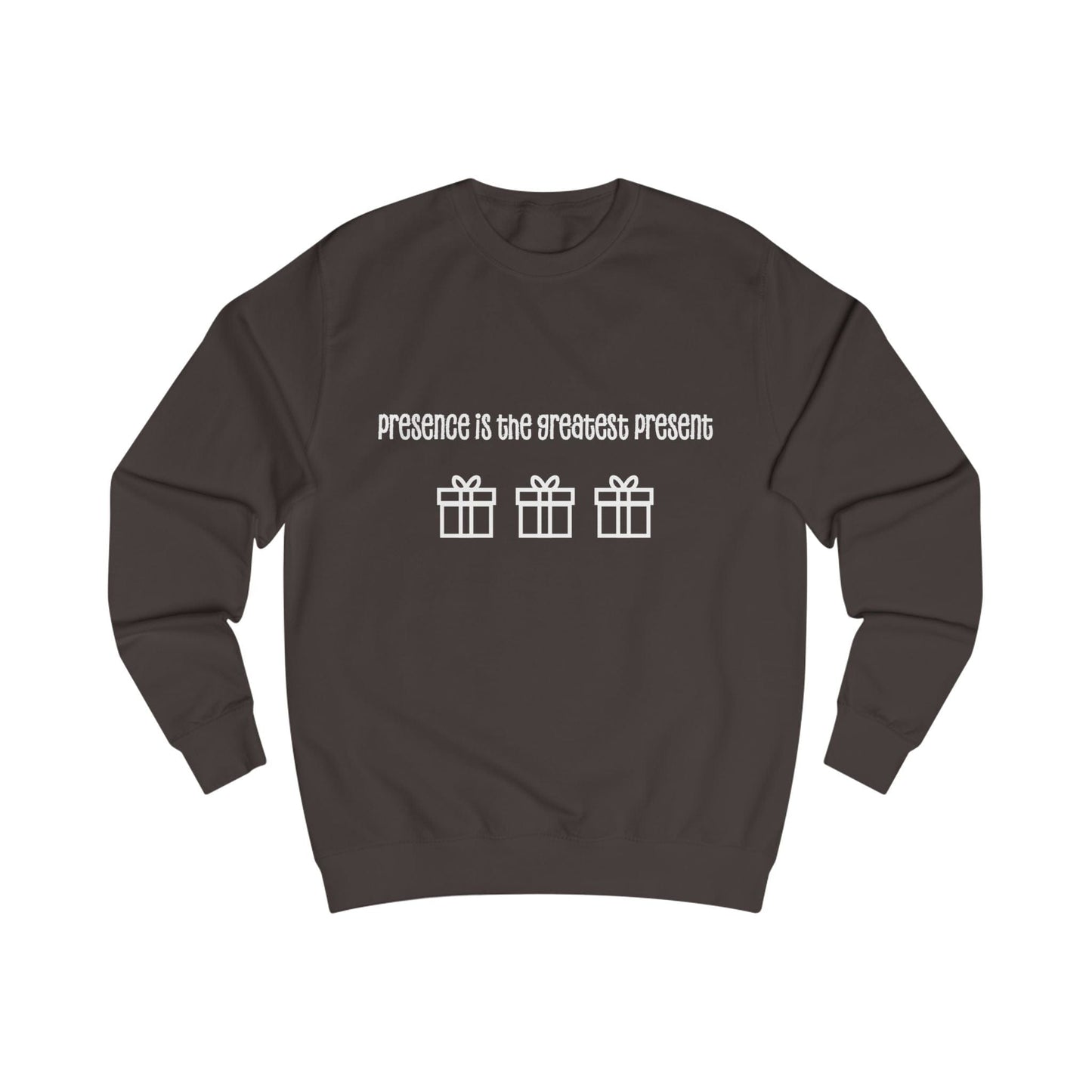 Printify Sweatshirt Hot Chocolate / S Christmas Jumper – “Presence Is the Greatest Present” Slogan