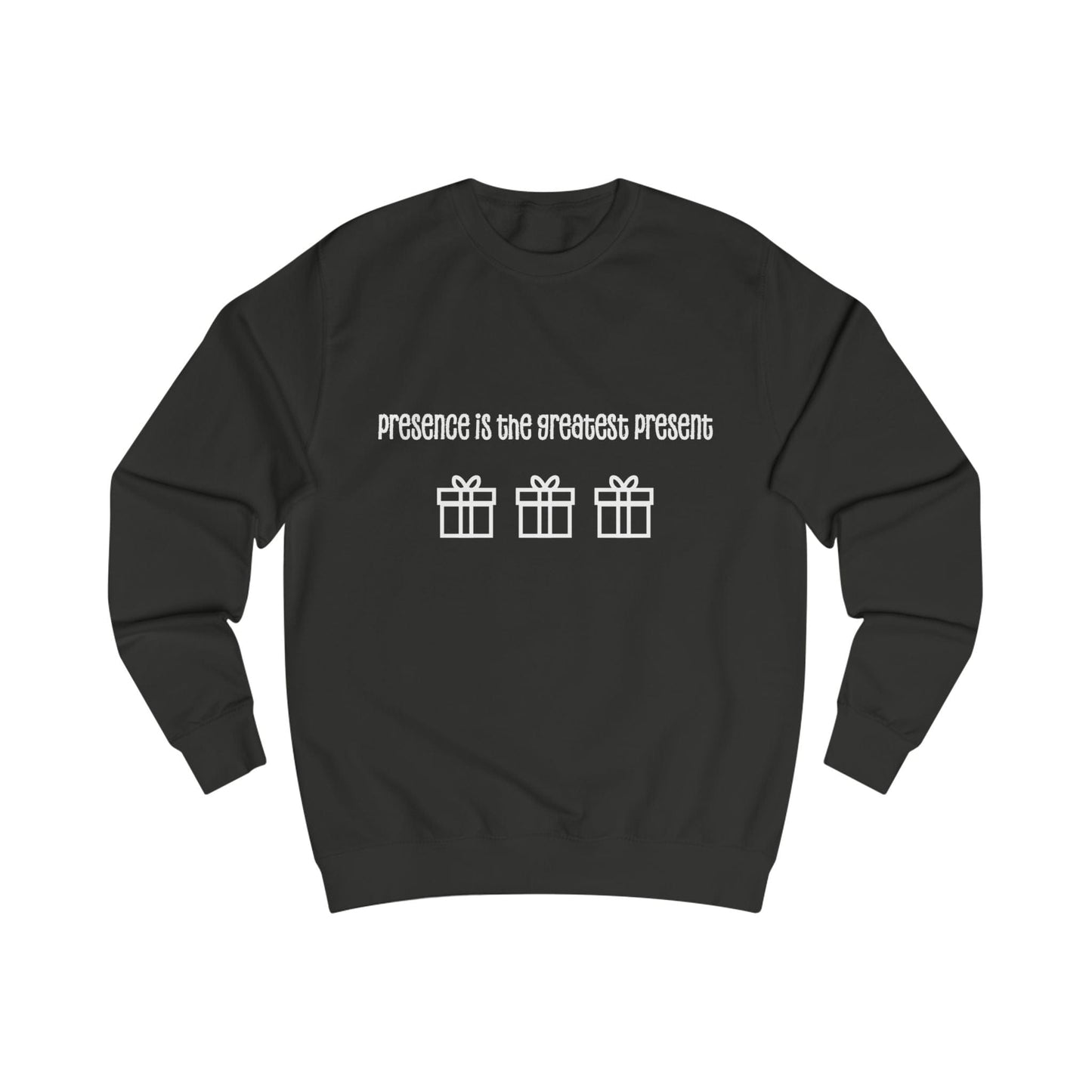 Printify Sweatshirt Jet Black / S Christmas Jumper – “Presence Is the Greatest Present” Slogan
