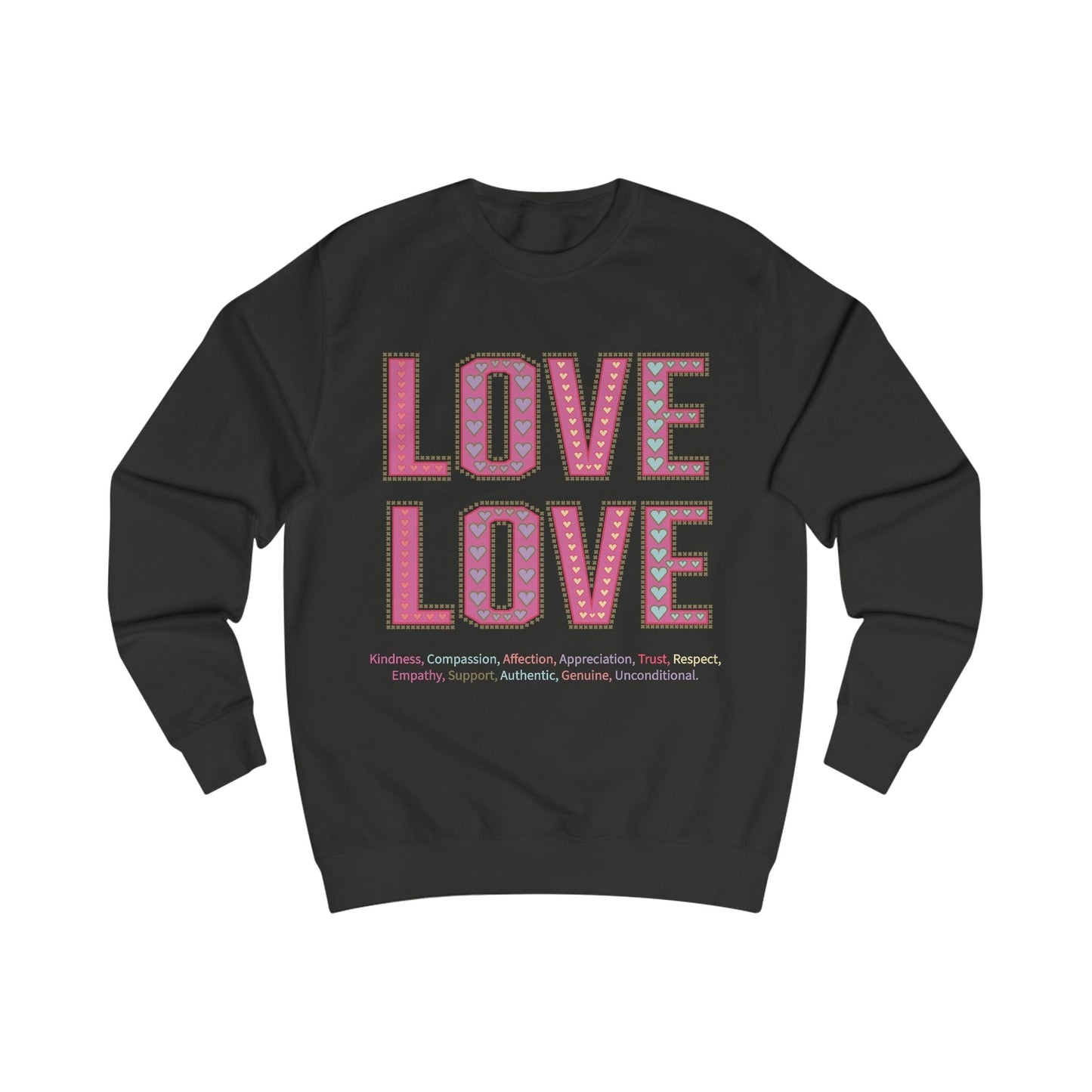 Printify Sweatshirt Jet Black / XS Love Love Sweatshirt Various Colours