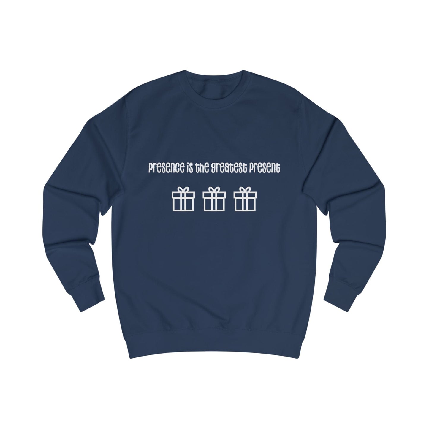 Printify Sweatshirt Oxford Navy / S Christmas Jumper – “Presence Is the Greatest Present” Slogan
